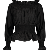 Silk Taffeta Smock Waist Top (6990553383027)