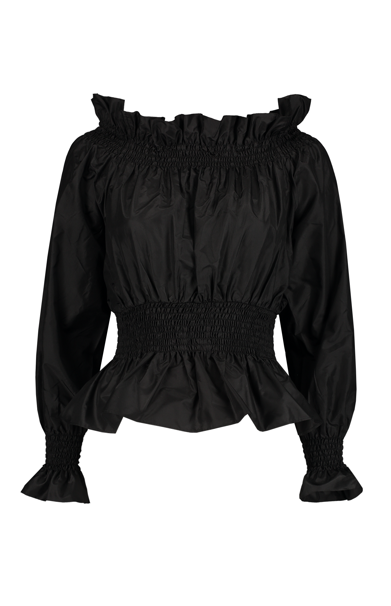 Silk Taffeta Smock Waist Top (6990553383027)