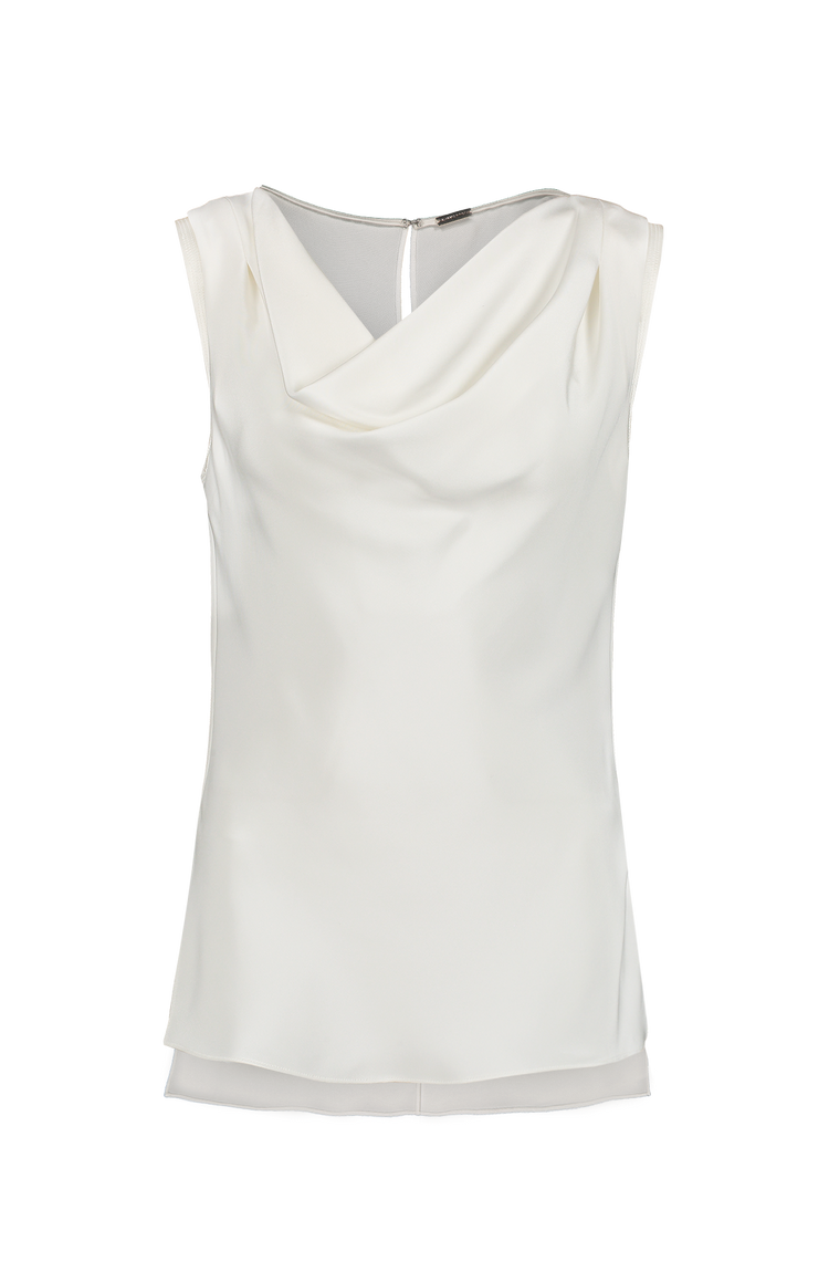 Adam Lippes Sleeveless Silk Crepe Cowl Neck Ivory Front Mannequin Image (6921052389491)