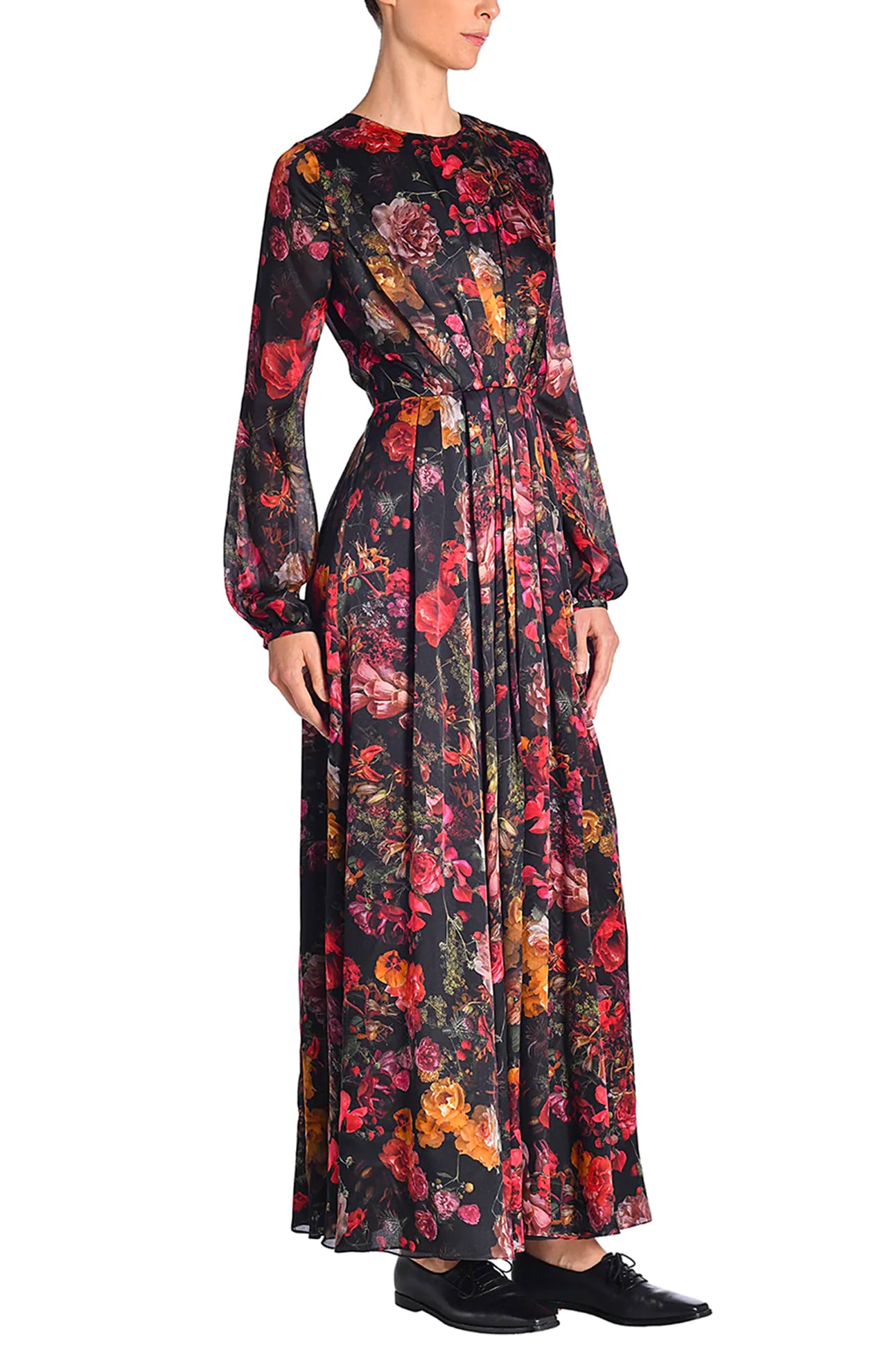 Long Sleeve Gathered Maxi Dress (6921052487795)