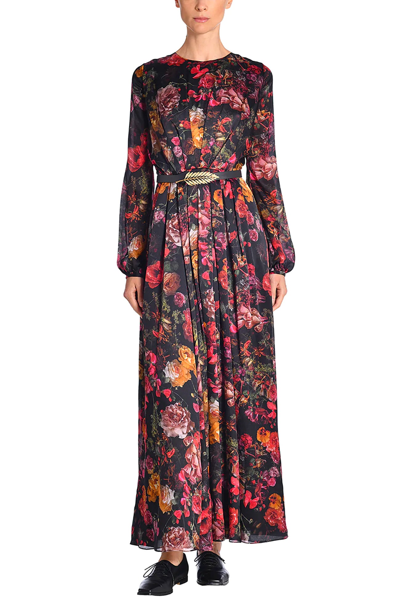 Long Sleeve Gathered Maxi Dress (6921052487795)
