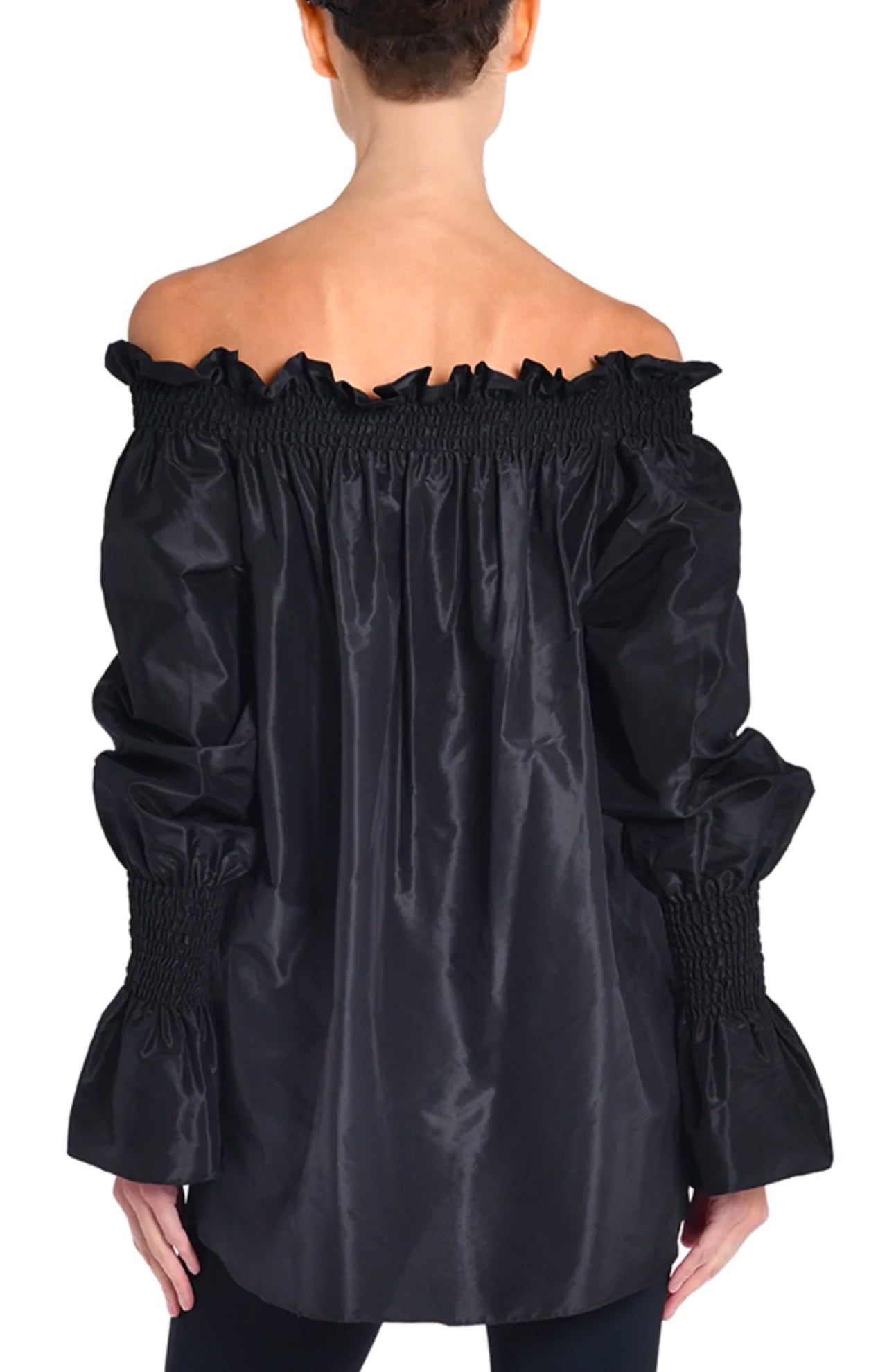 Silk Taffeta Smock Waist Top (6990553383027)