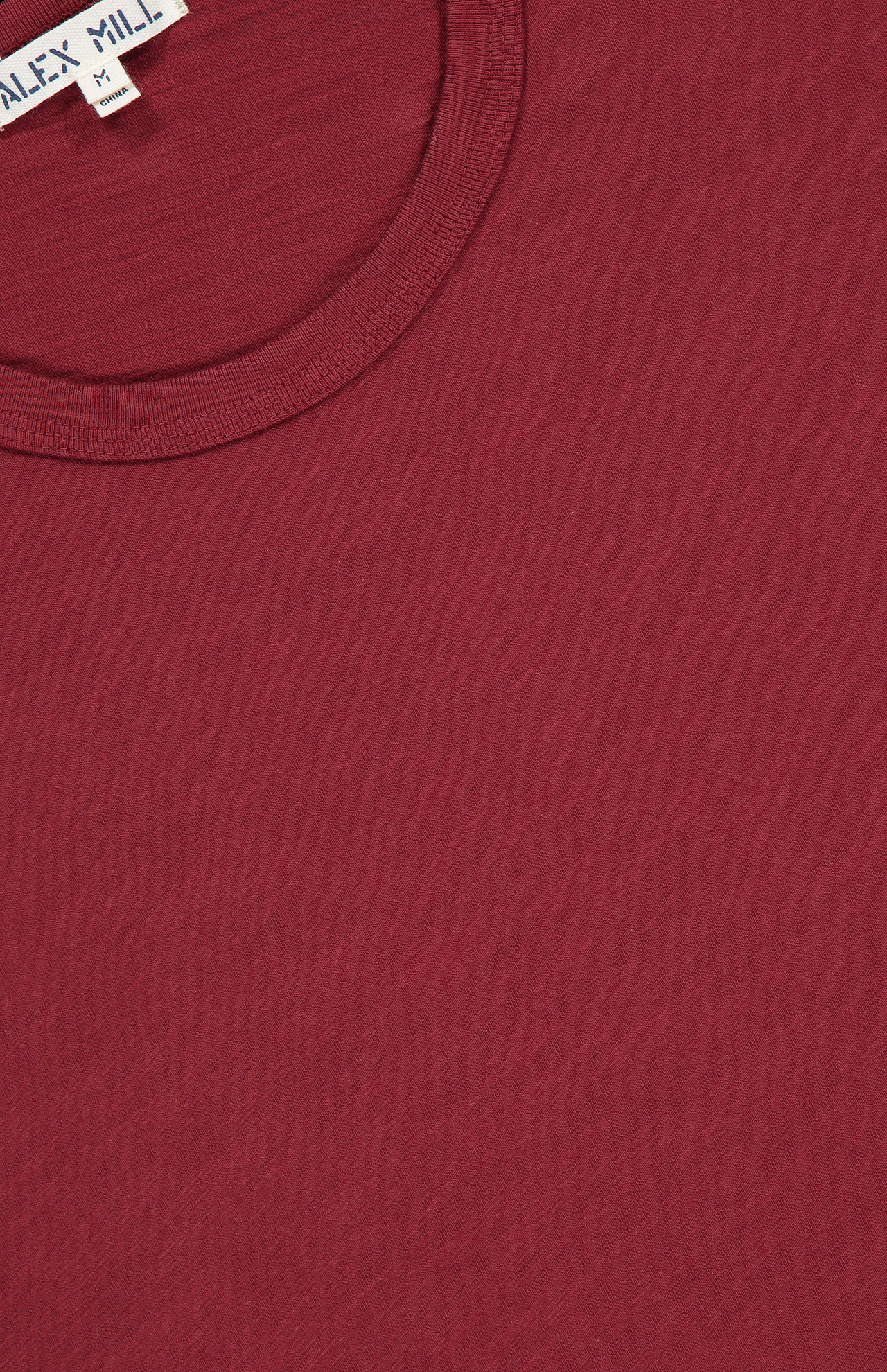 Alex Mill Standard Slub Cotton Tee in Currant Red - Collar Detail Image (6933959704691)