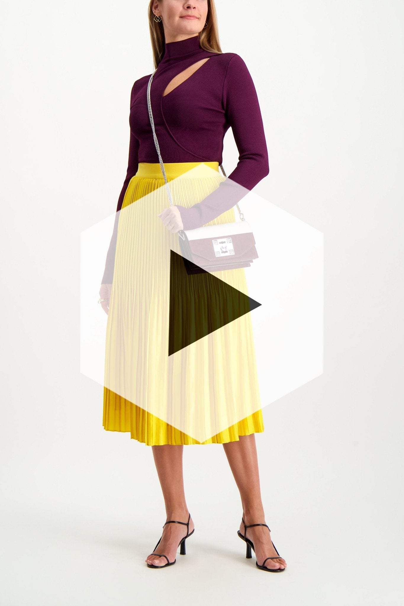 ALICE + OLIVIAKen Pleated Midi SkirtA.K. Rikk's