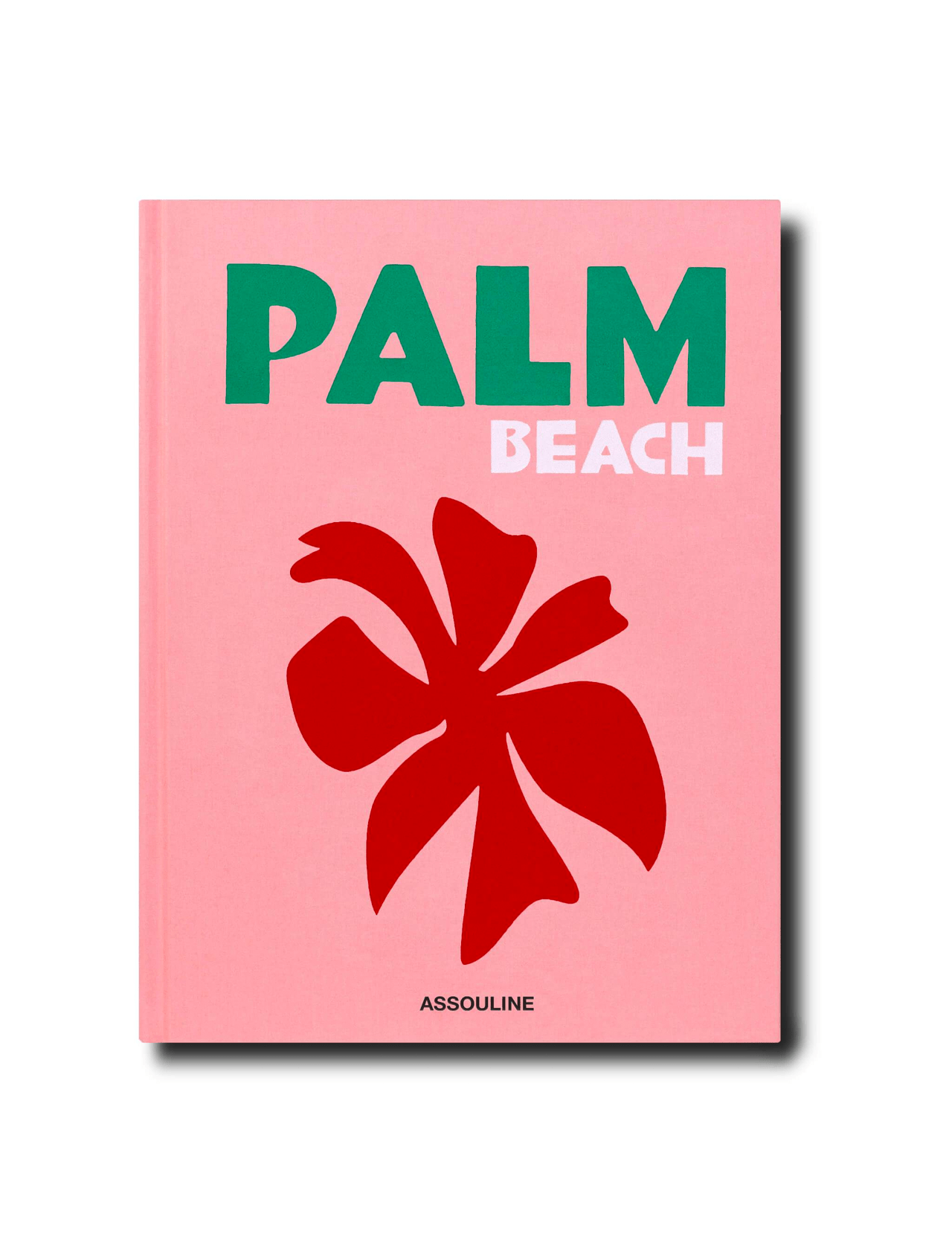 The ASSOULINE Palm Beach book features bold green and white text at the top and a large red floral graphic in the center, capturing the spirit of this iconic American destination, with ASSOULINE branding at the bottom.