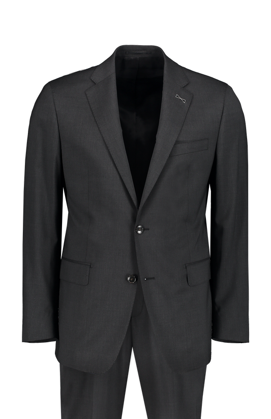 Atelier Munro Stretch Wool Suit Charcoal Front Mannequin Image (6998653534323)