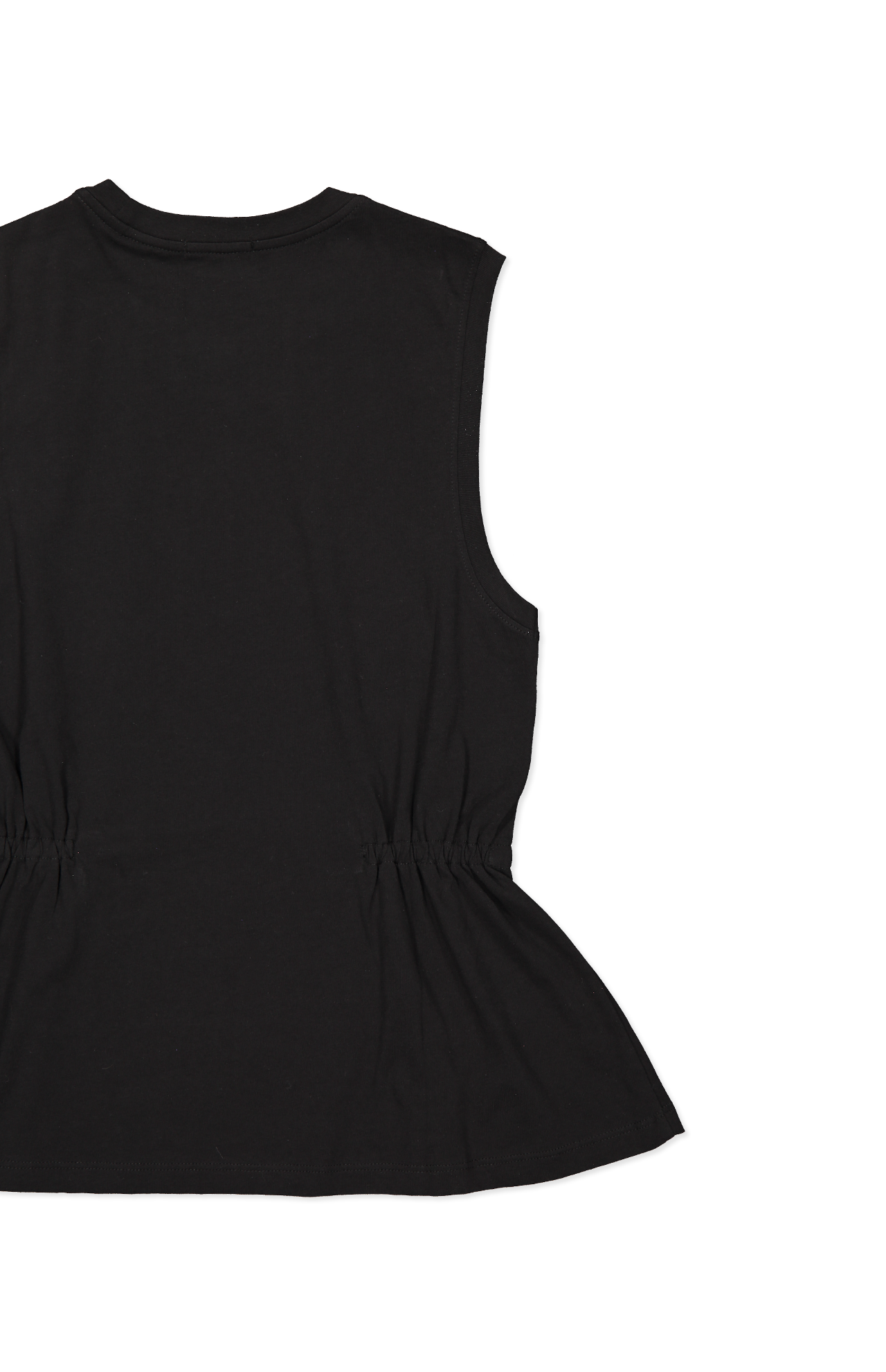 ATM Classic Jersey Sleeveless Cinched Waist Top Black Back Flat Image (6990469562483)