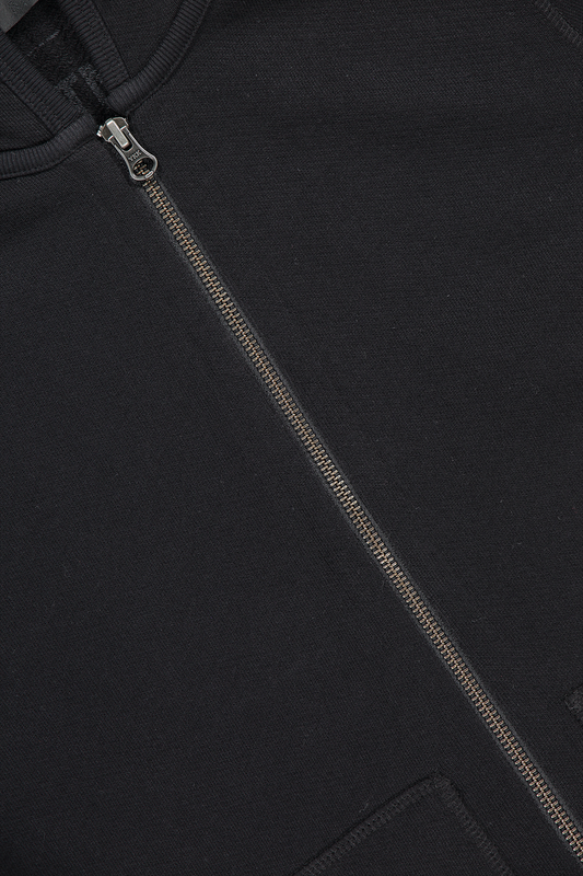 ATM French Terry Zip Up Hoodie Black Collar Detail Image (4625937432691)