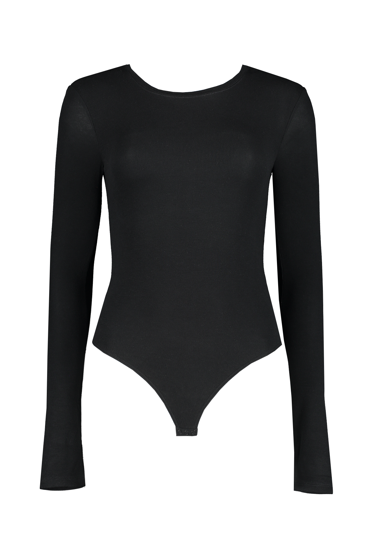 ATM Long Sleeve Bodysuit Black Front Mannequin Image (6706403475571)