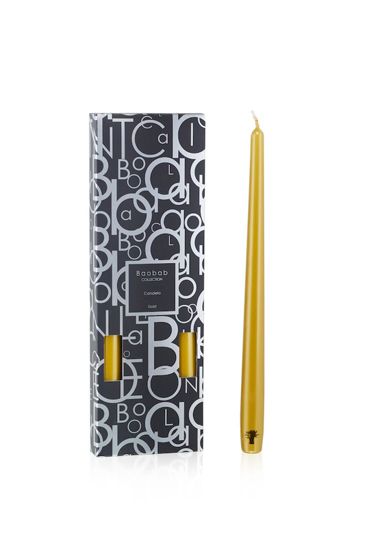 Baobab Candela Gold Candlestick with Packaging Image (6684435251315)