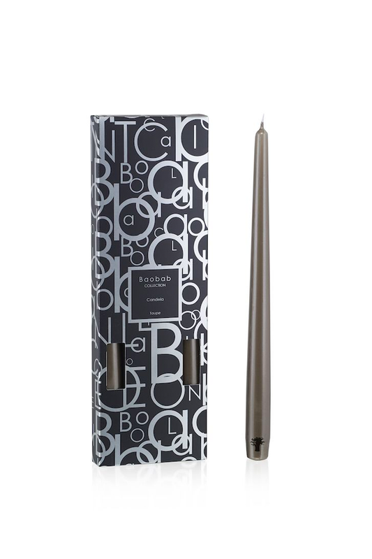 Baobab Candela Taupe Candlestick with Packaging Image (6684435185779)