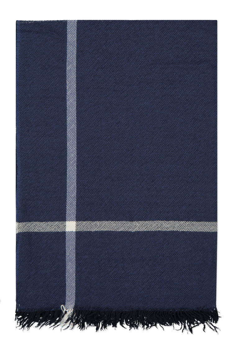 Begg and Co Rona Washed Cruise Woven Throw Dark Blue Front Image (4667005468787)