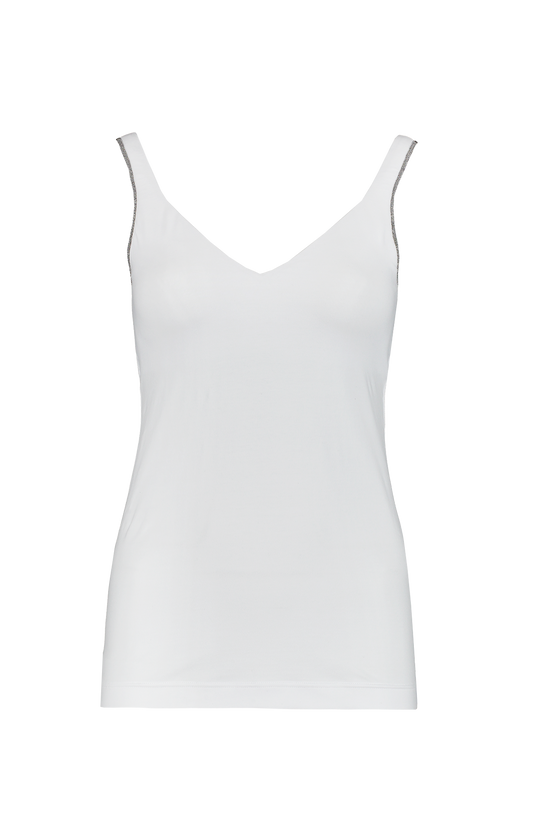 Brunello Cucinelli Flat Cotton Bra Tank Top W/ Monili Front Mannequin Image (7027827245171)