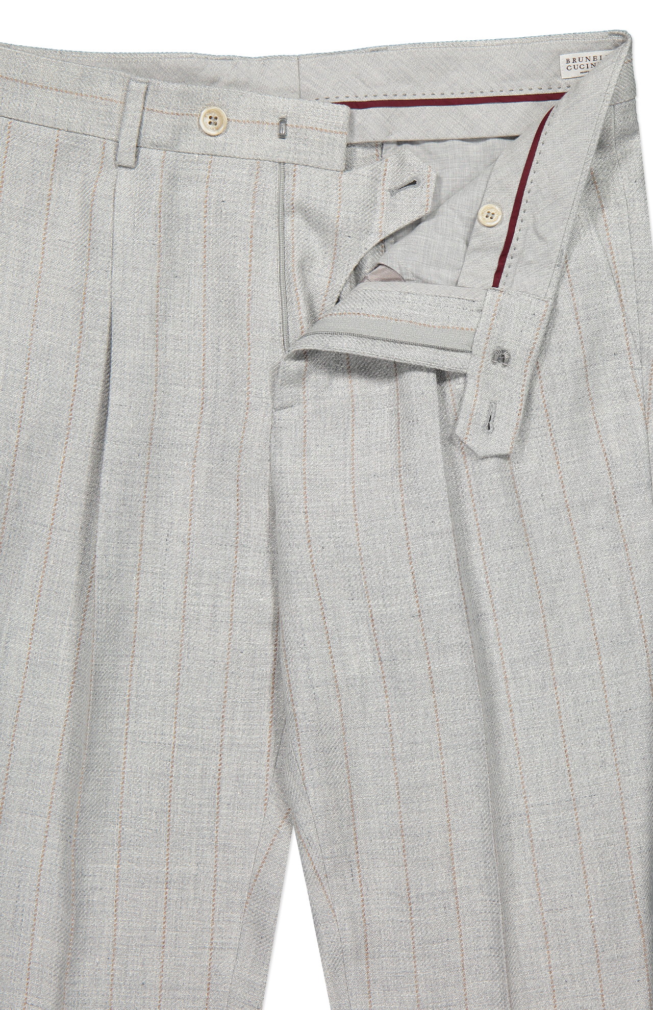 Brunello Cucinelli Single Pleat Pant Front Detail Image (7083631607923)