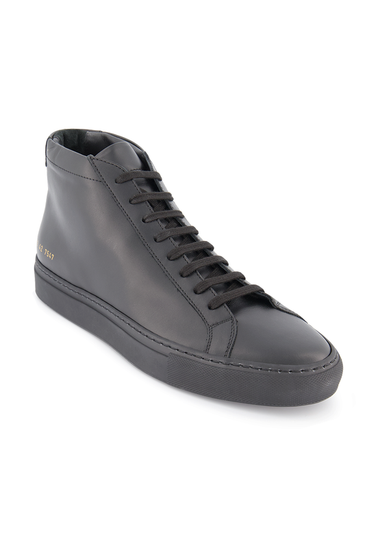 Front angled view image of Common Projects Achilles Mid Leather Shoe Black (601146687499)