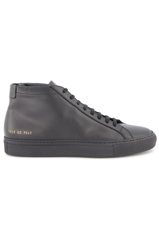 Side view image of Common Projects Achilles Mid Leather Shoe Black (601146687499)