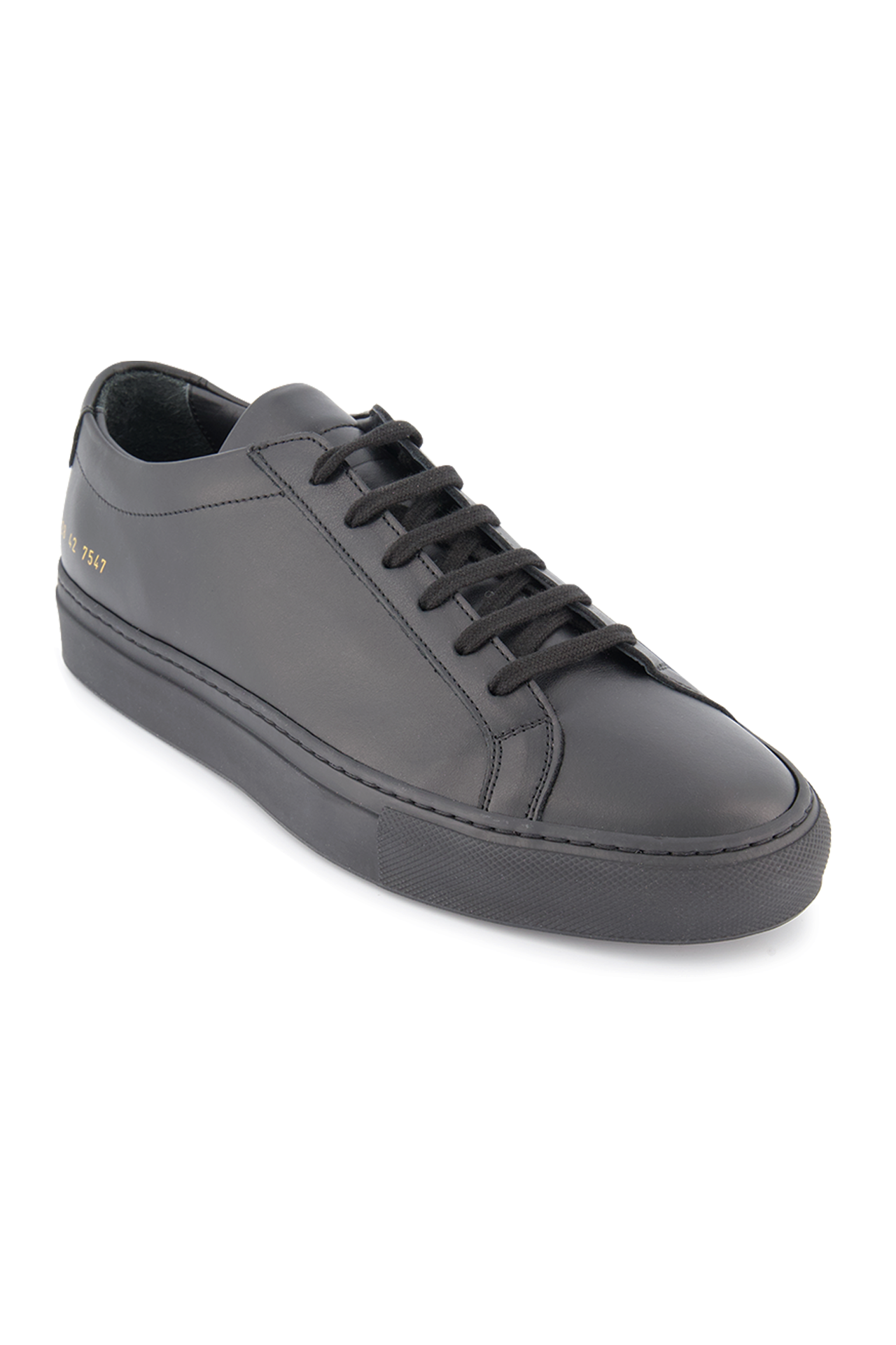 Front angled view image of Common Projects Original Achilles Low Sneaker Leather Black (600678727691)