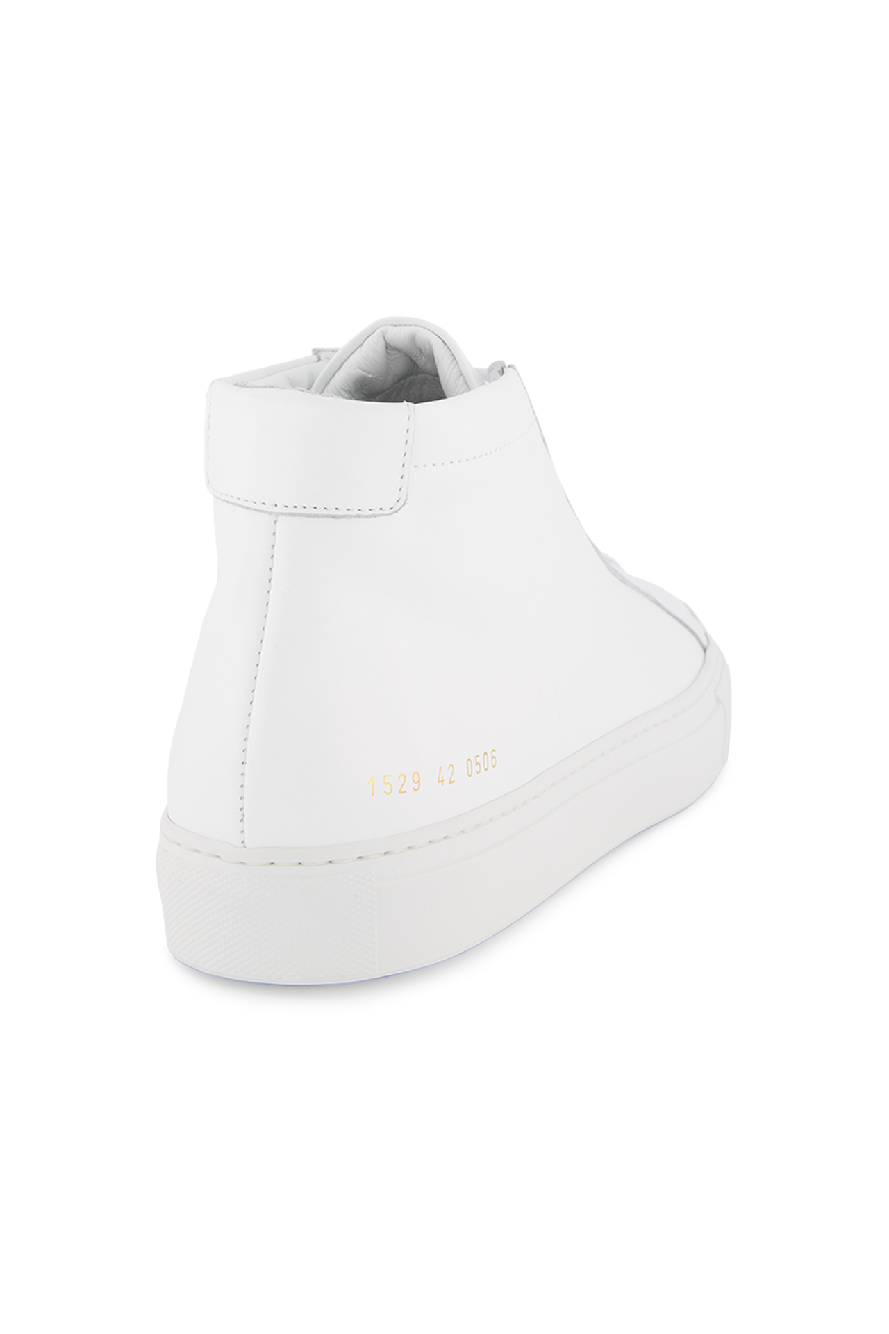 Back angled view image of Common Projects Original Achilles Mid Sneaker Leather White (600644222987)