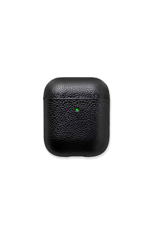 Courant Airpods Leather Case Black Front Image (6604412944499)