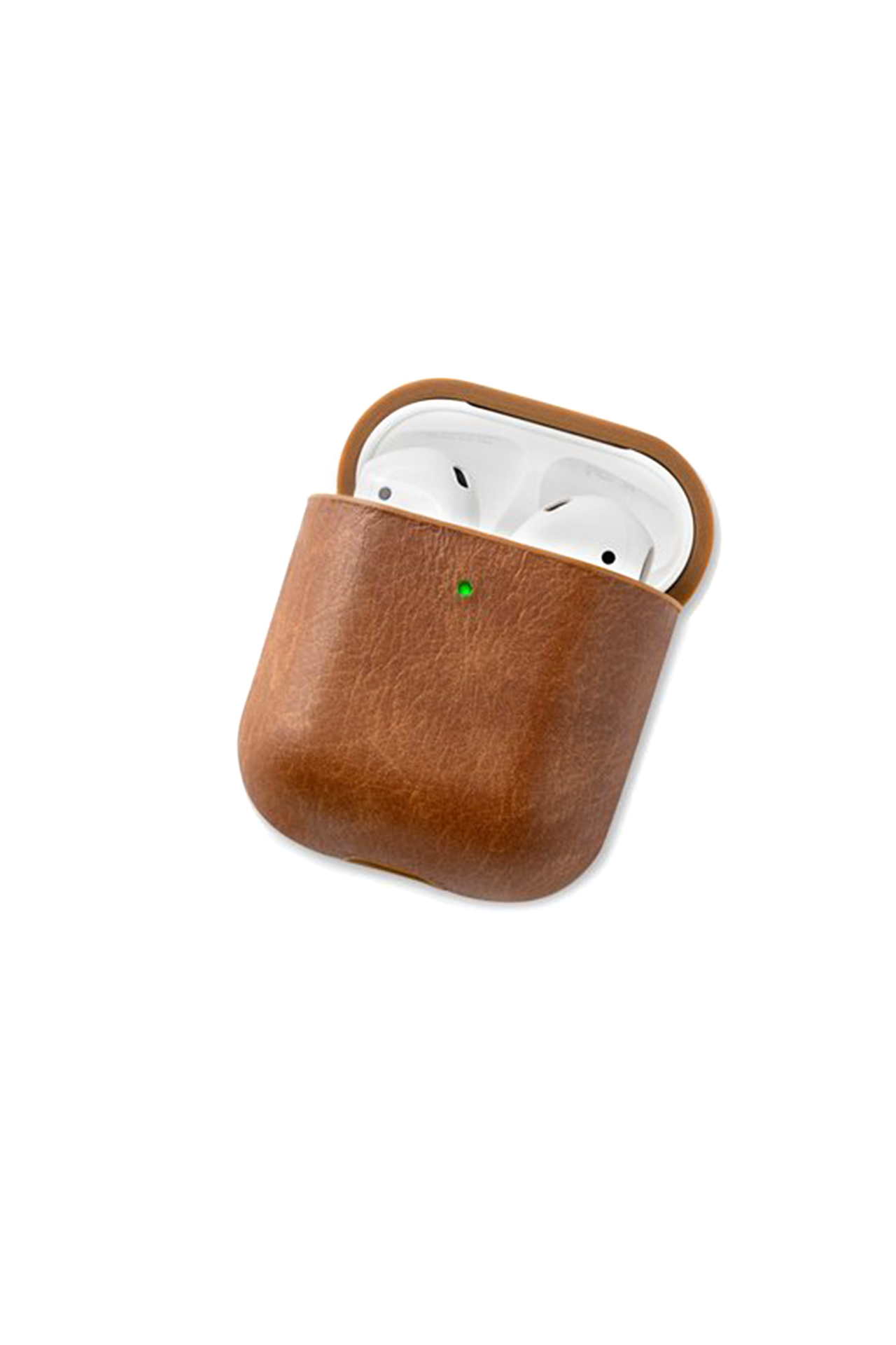 Courant Airpods Leather Case Brown Open Detail Image (6604412944499)