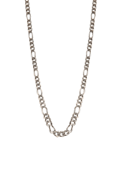 The ZEGNA Antique Plated Figaro Chain Necklace showcases alternating short and long links in a U-shape against a white background—an ideal men's accessory.