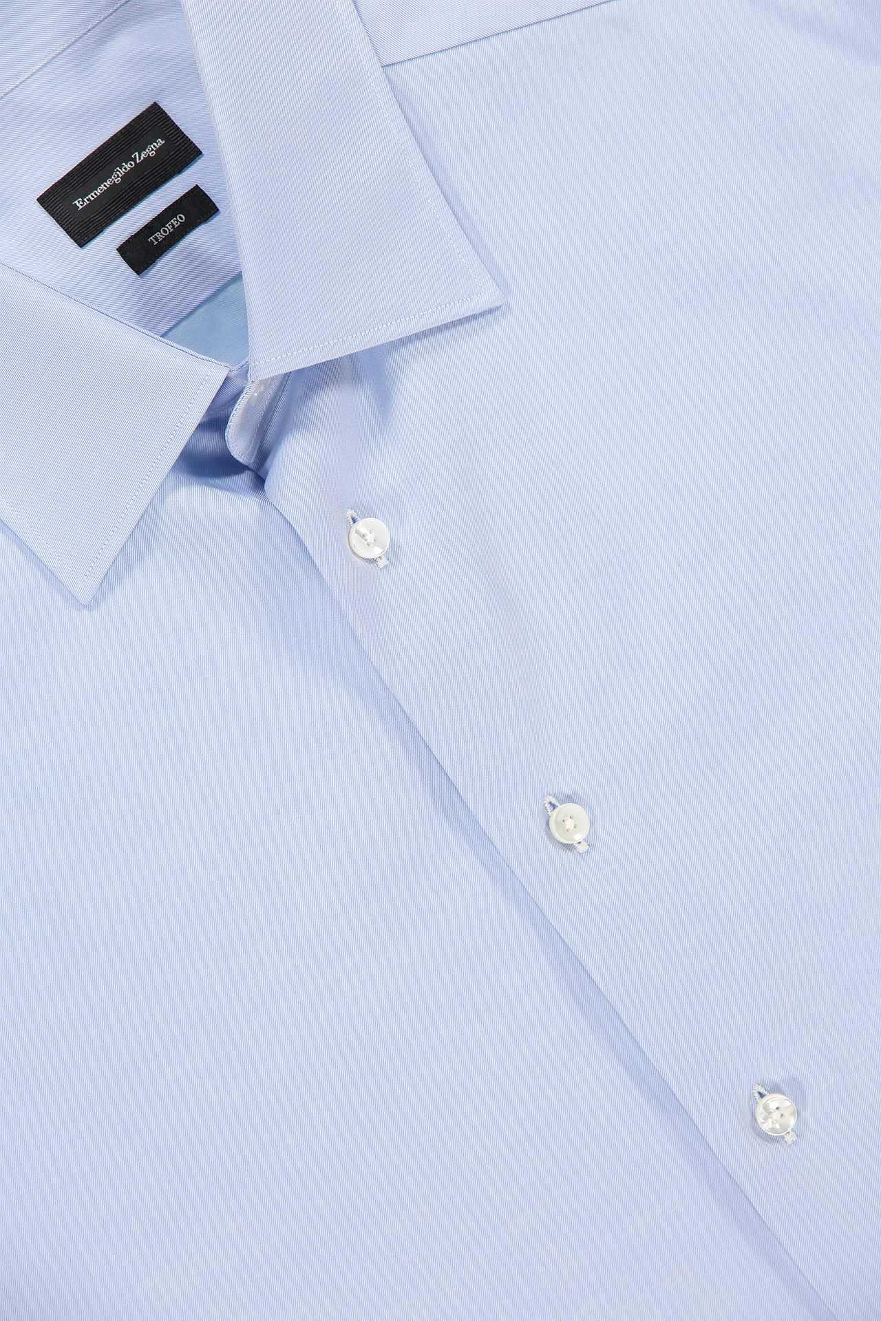 Zegna LS Woven Solid Light Blue Collar Detail Image (600684068875)