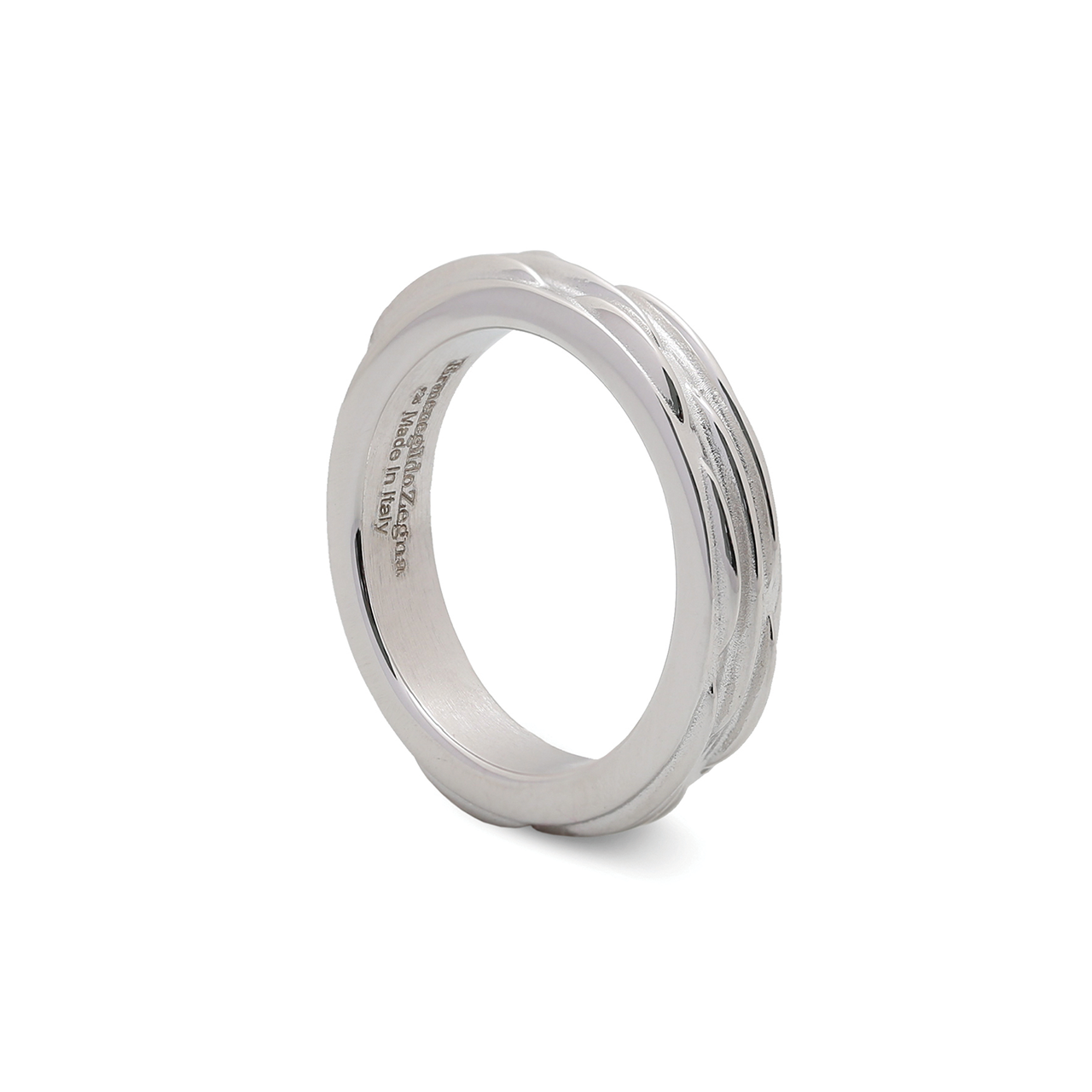 Rhodium Plated Textured Ring (4664712921203)