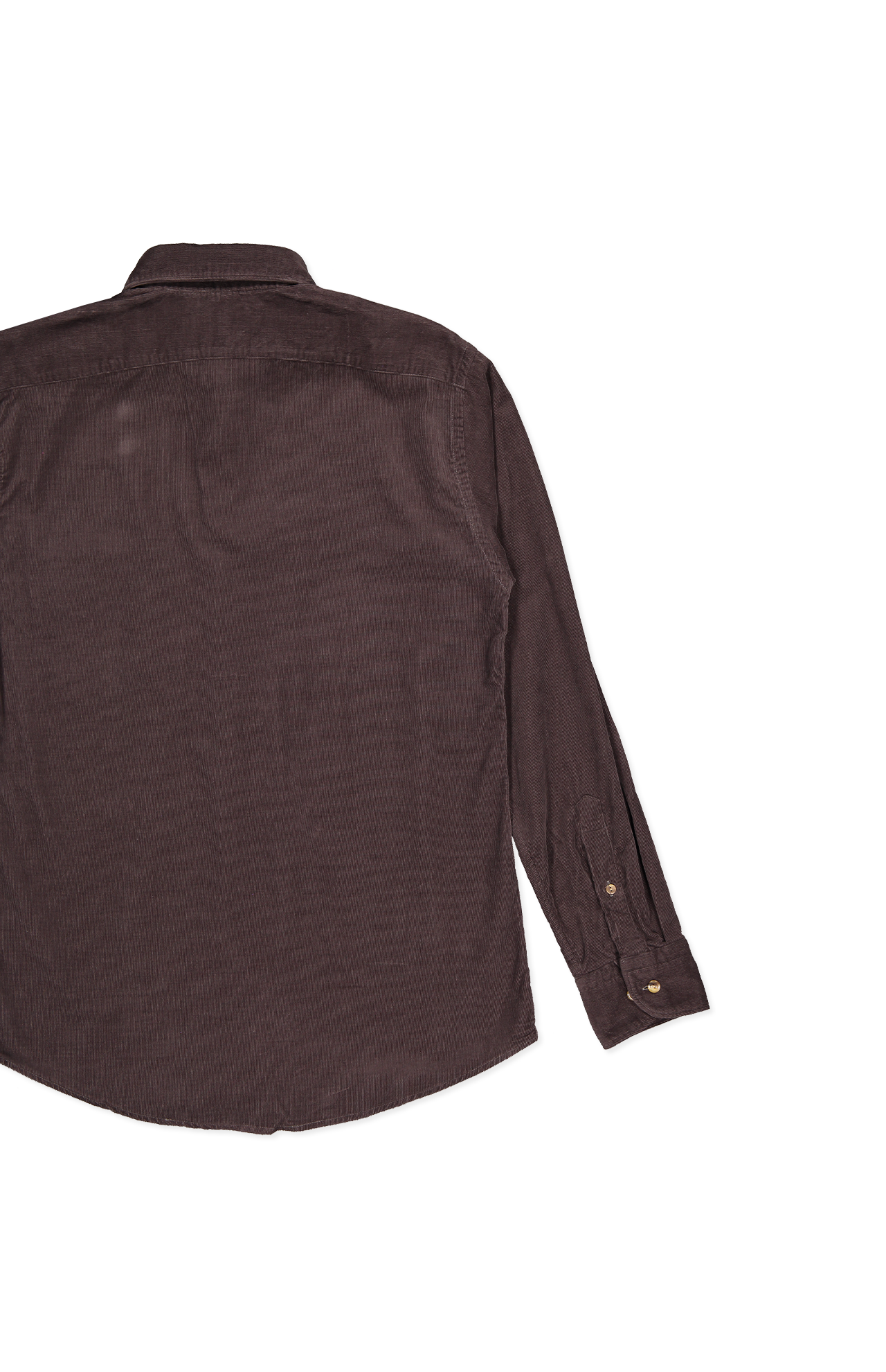 Eton Babycord Shirt Dark Brown Back Flat Lay Image (6919758250099)