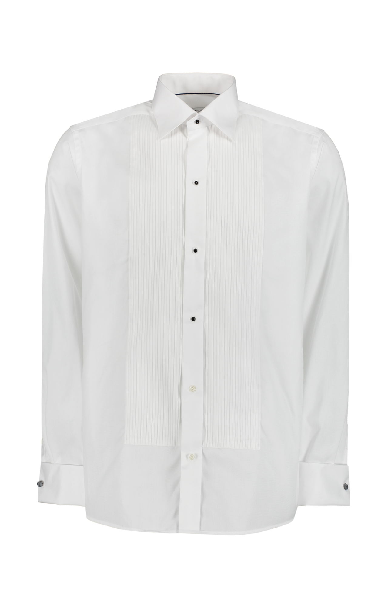 Eton Bibbed Tuxedo Shirt in White with Contrast Buttons - Mannequin Image (4441564741747)