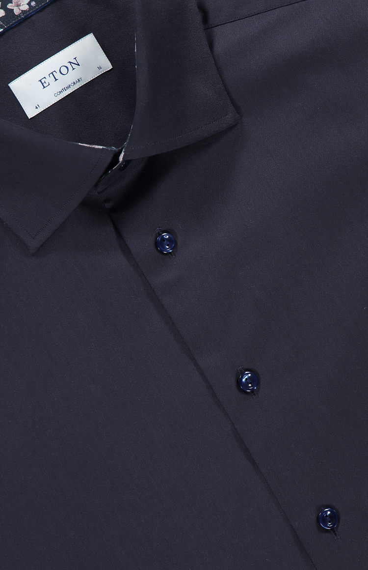 Eton Contemporary Signature Twill Navy Top Detail Image (7049002319987)