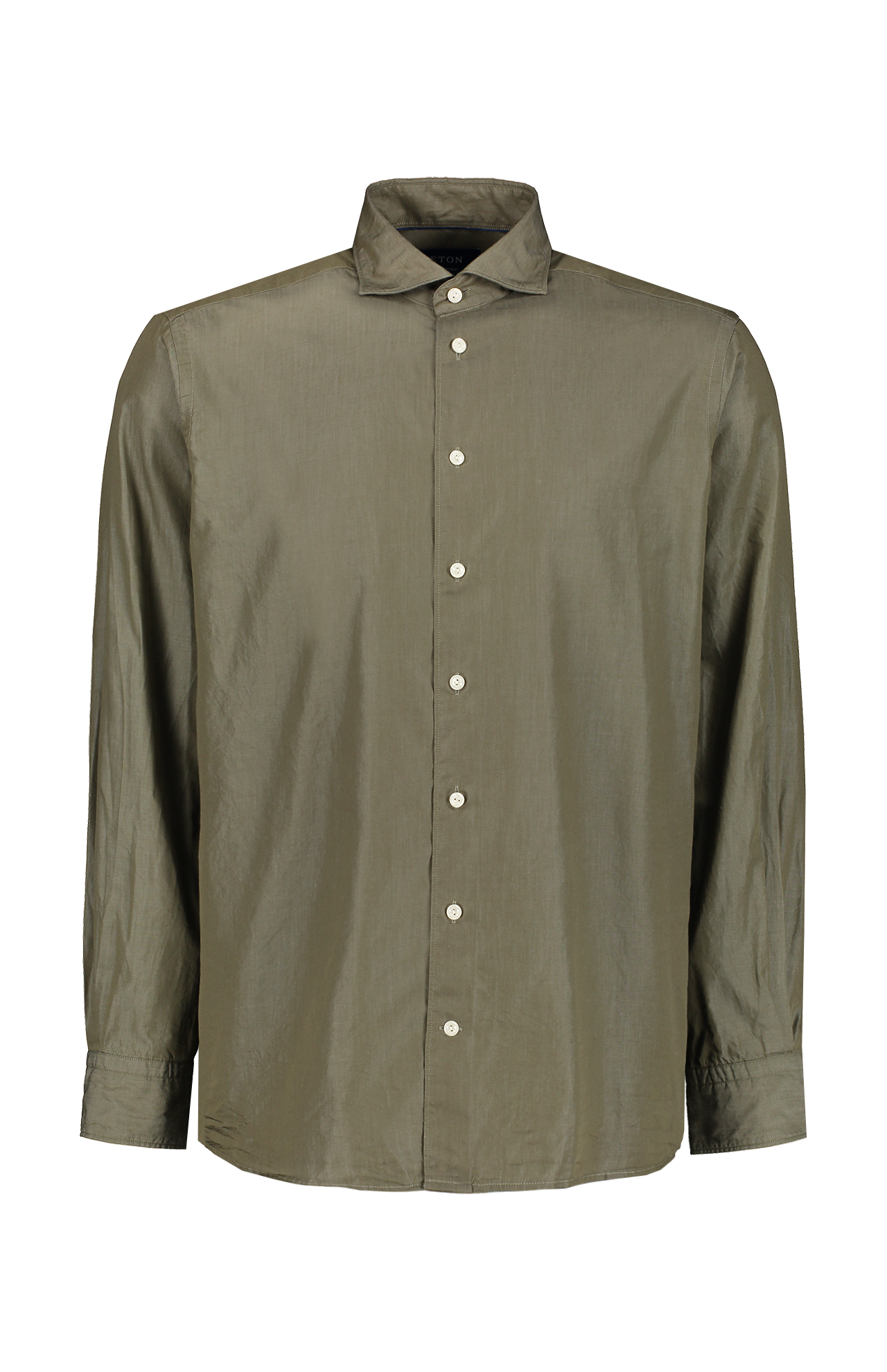 Eton Cotton Tencel Contemporary TShirt Green Front Mannequin Image (7004978479219)