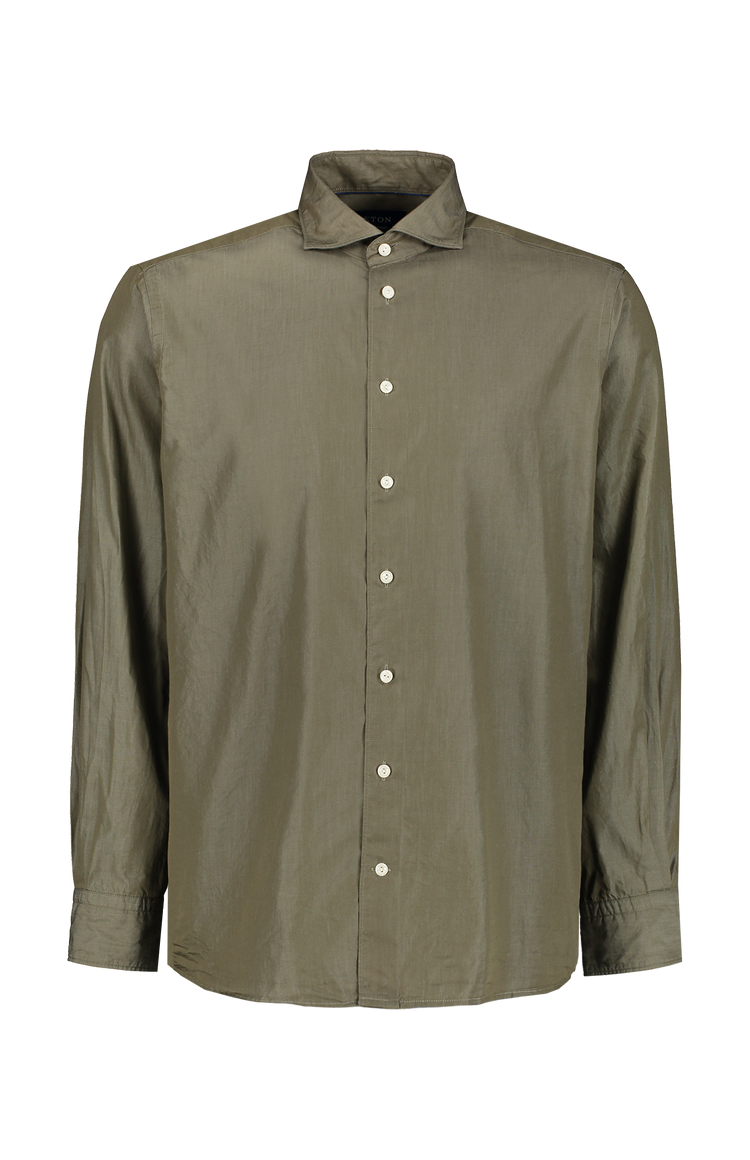 Eton Cotton Tencel Contemporary TShirt Green Front Mannequin Image (7004978479219)