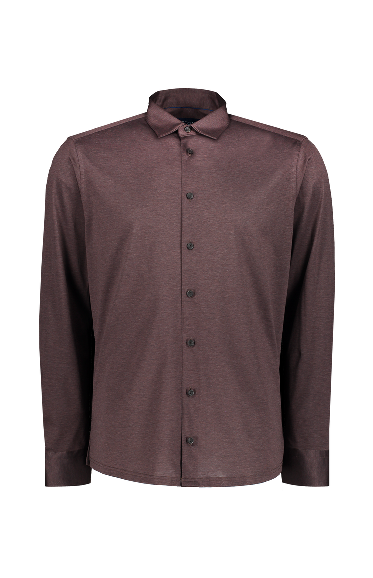 Eton Jersey Contemporary Shirt in Dark Brown - Front Mannequin Image (6919758315635)