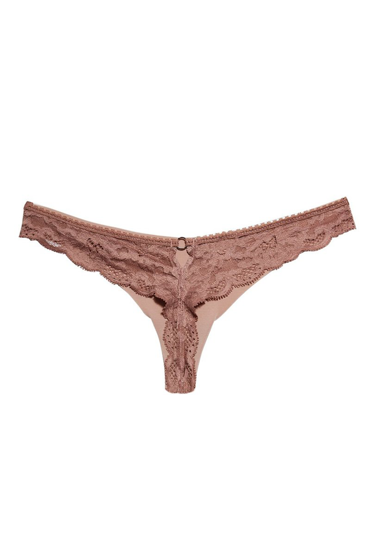 Fleur Du Mal Charlotte Lace Seamless Thong Panty Pack Tan Front Detail Image 2 (6555860926579)