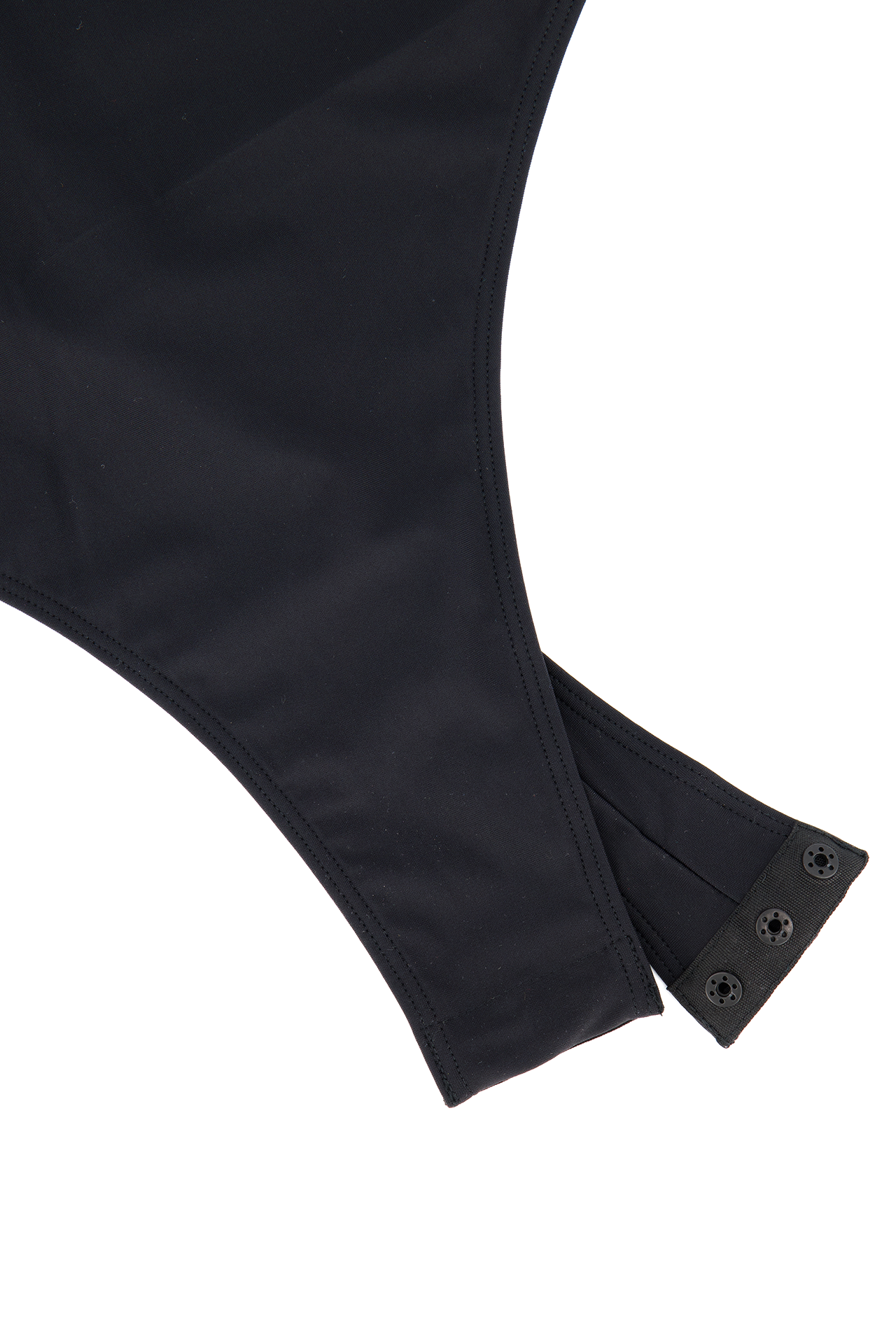 Fleur Du Mal Charlotte Lace V-Neck Bodysuit Black Snap Closure Detail Image (4650308337779)