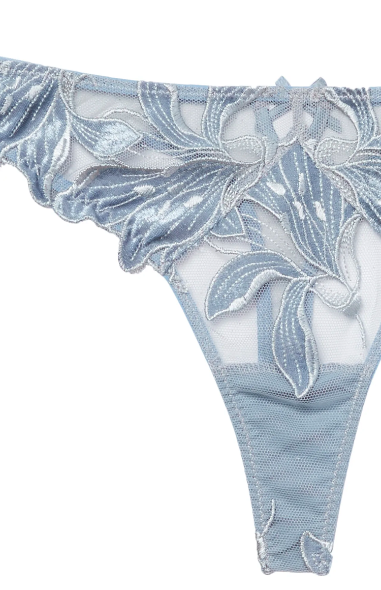 Velvet Lily Embroidery Thong (6985349267571)