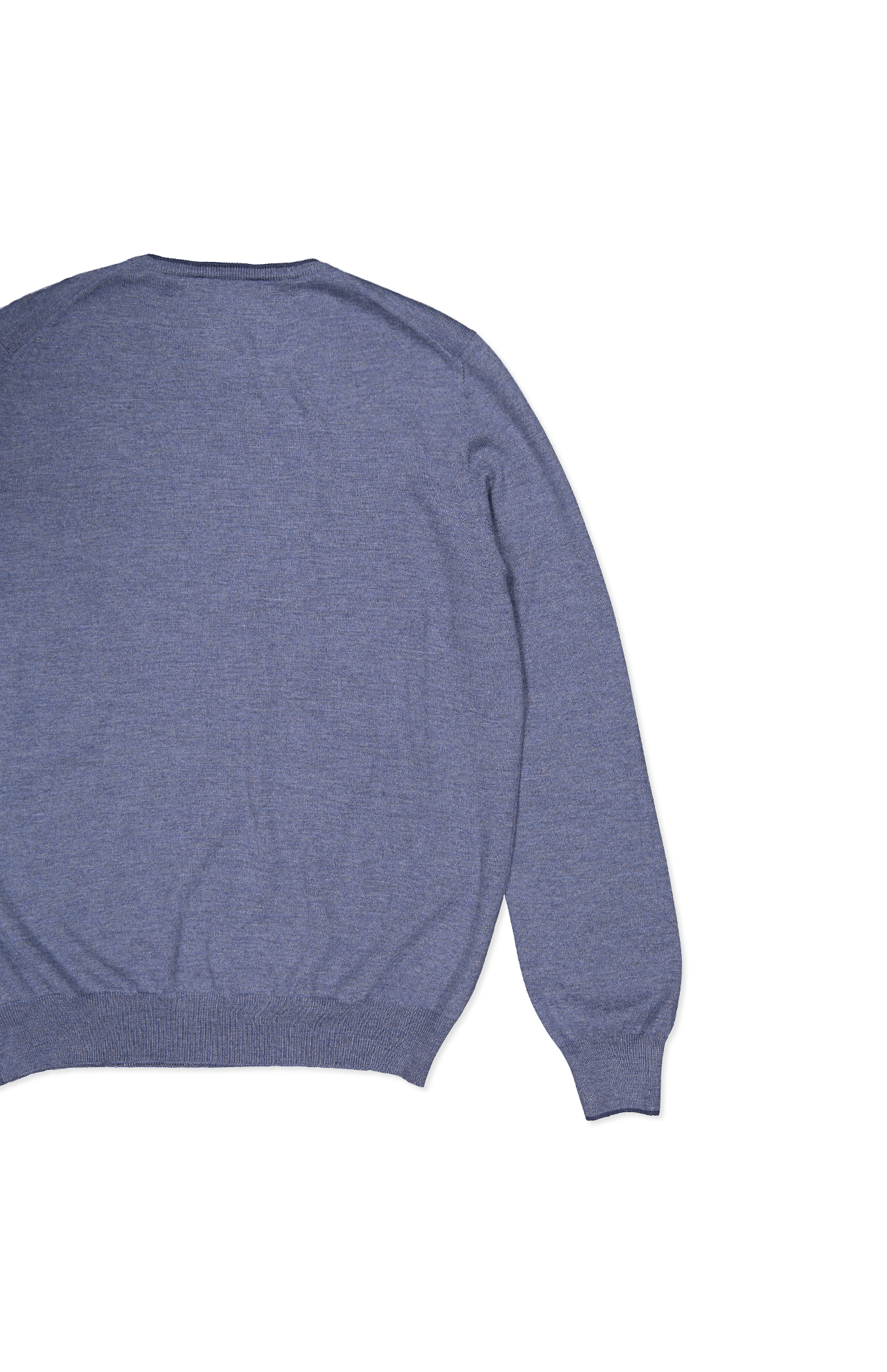 Gran Sasso Tipping Crewneck Sweater Steel Blue Back Flat Lay Image (6897540923507)