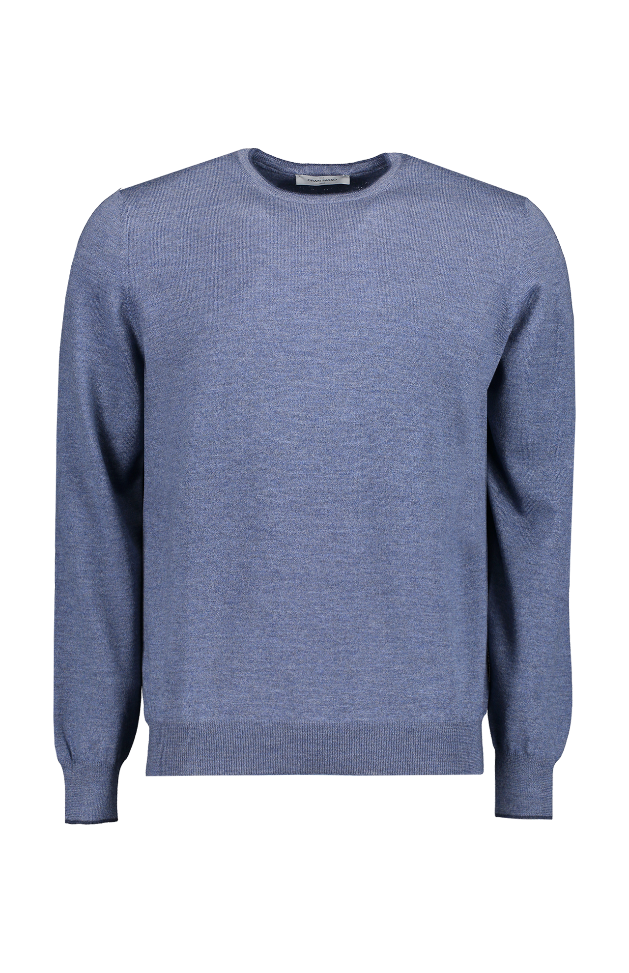 Gran Sasso Tipping Crewneck Sweater Steel Blue Front Mannequin Image (6897540923507)