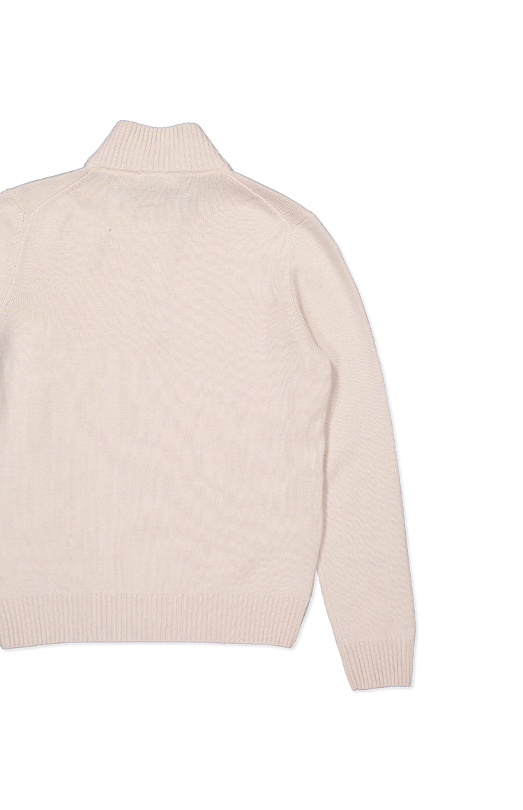 Gran Sasso Wool/Cashmere Quarter Zip Sweater in Off-White - Back Detail Image  (6897541251187)