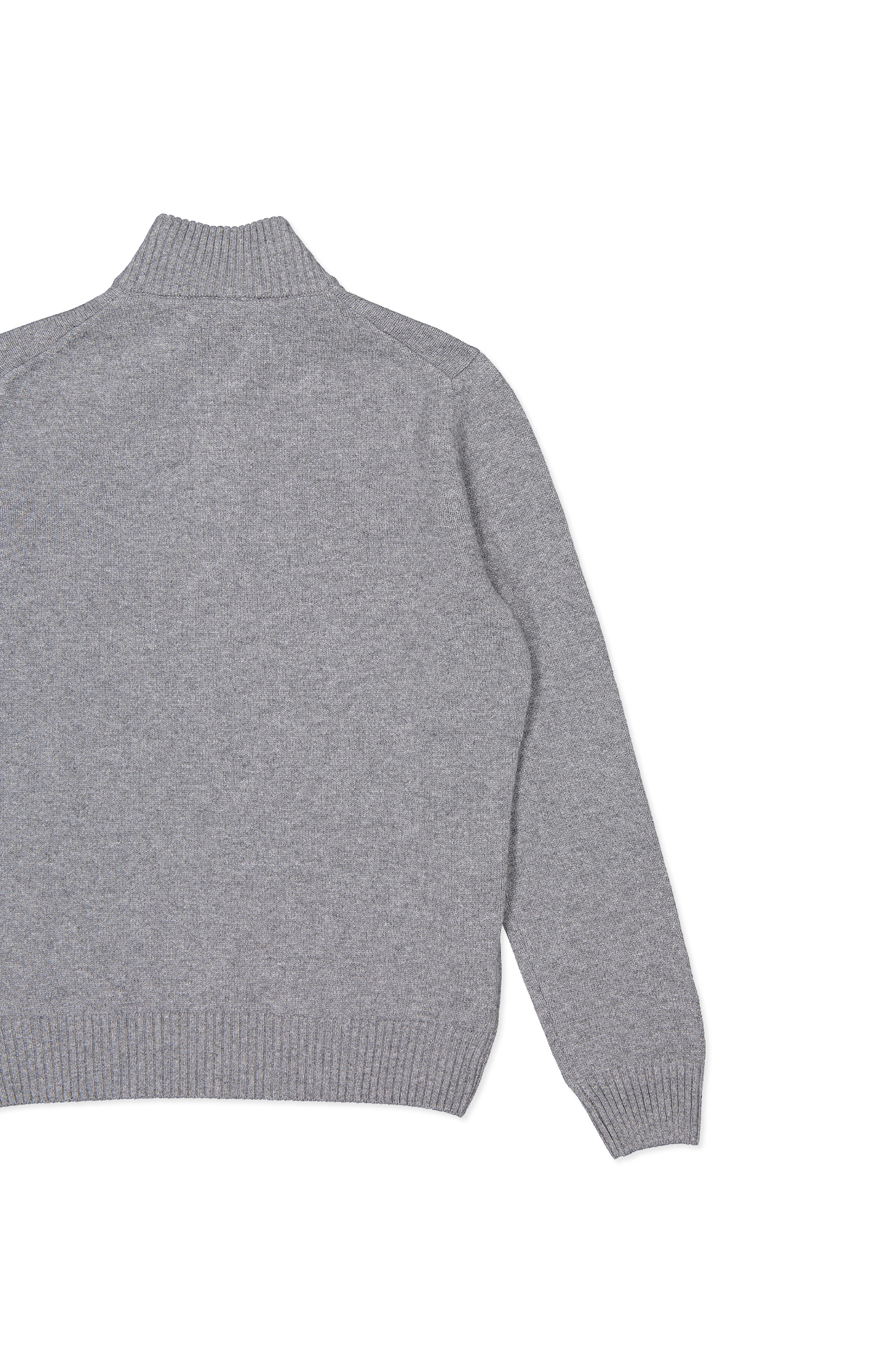 Gran Sasso Wool/Cashmere Quarter Zip Sweater in Grey - Back Detail Image (6897541251187)