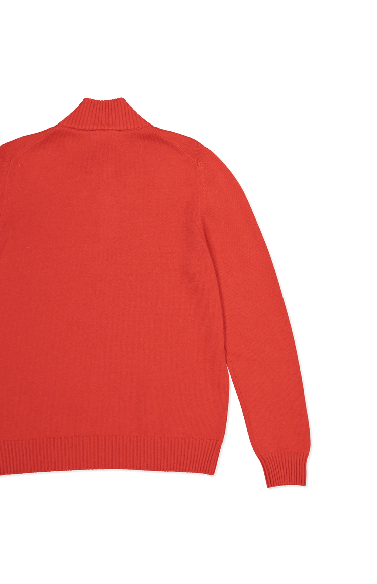 Gran Sasso Wool/Cashmere Quarter Zip Sweater in Orange - Back Detail Image  (6897541251187)