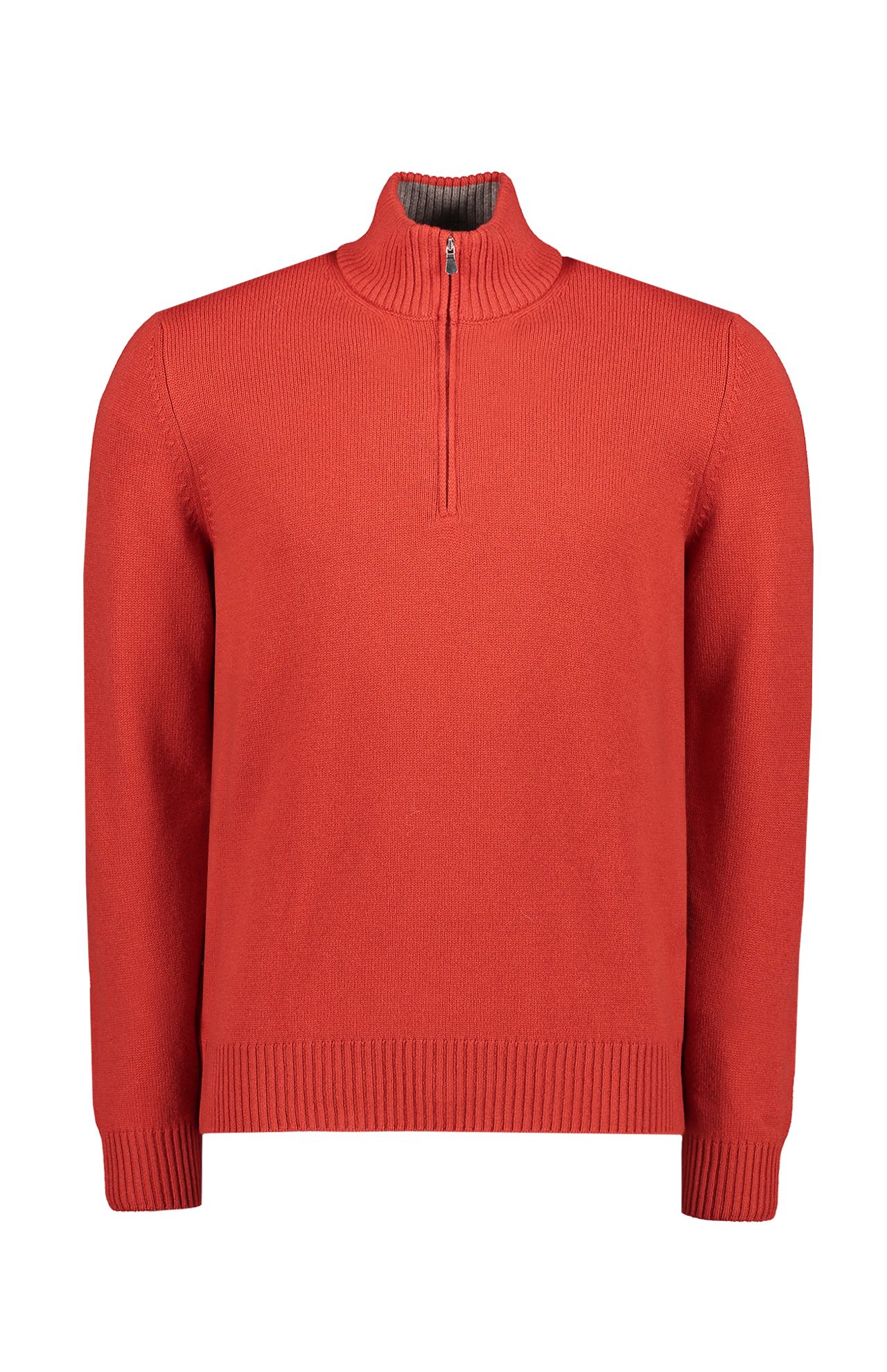 Gran Sasso Wool/Cashmere Quarter Zip Sweater in Orange - Front Mannequin Image  (6897541251187)