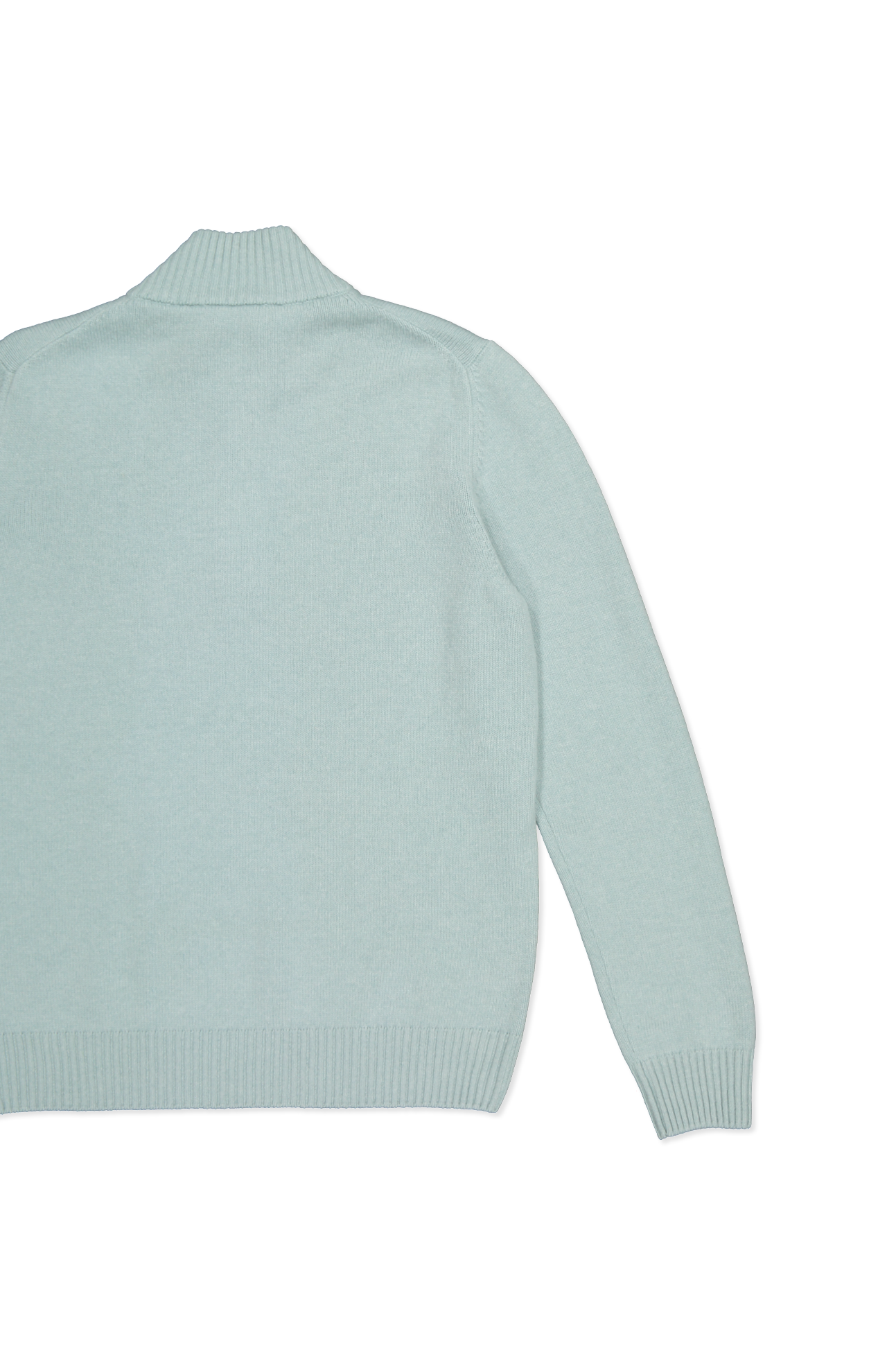 Gran Sasso Wool/Cashmere Quarter Zip Sweater in Mint Green - Back Detail Image  (6897541251187)