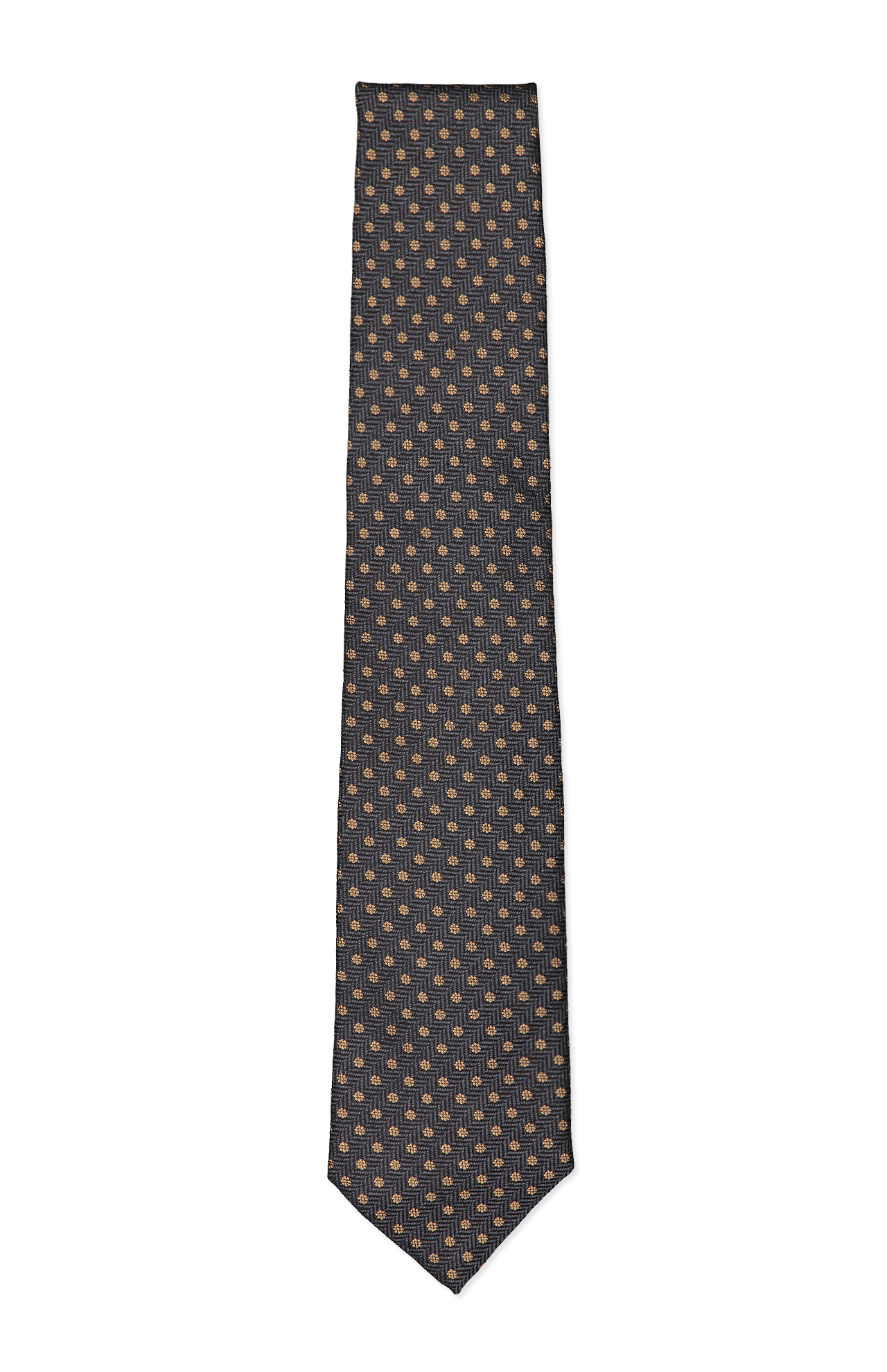 Dark Grey/Tan Small Polka Dots Tie (6948051845235)
