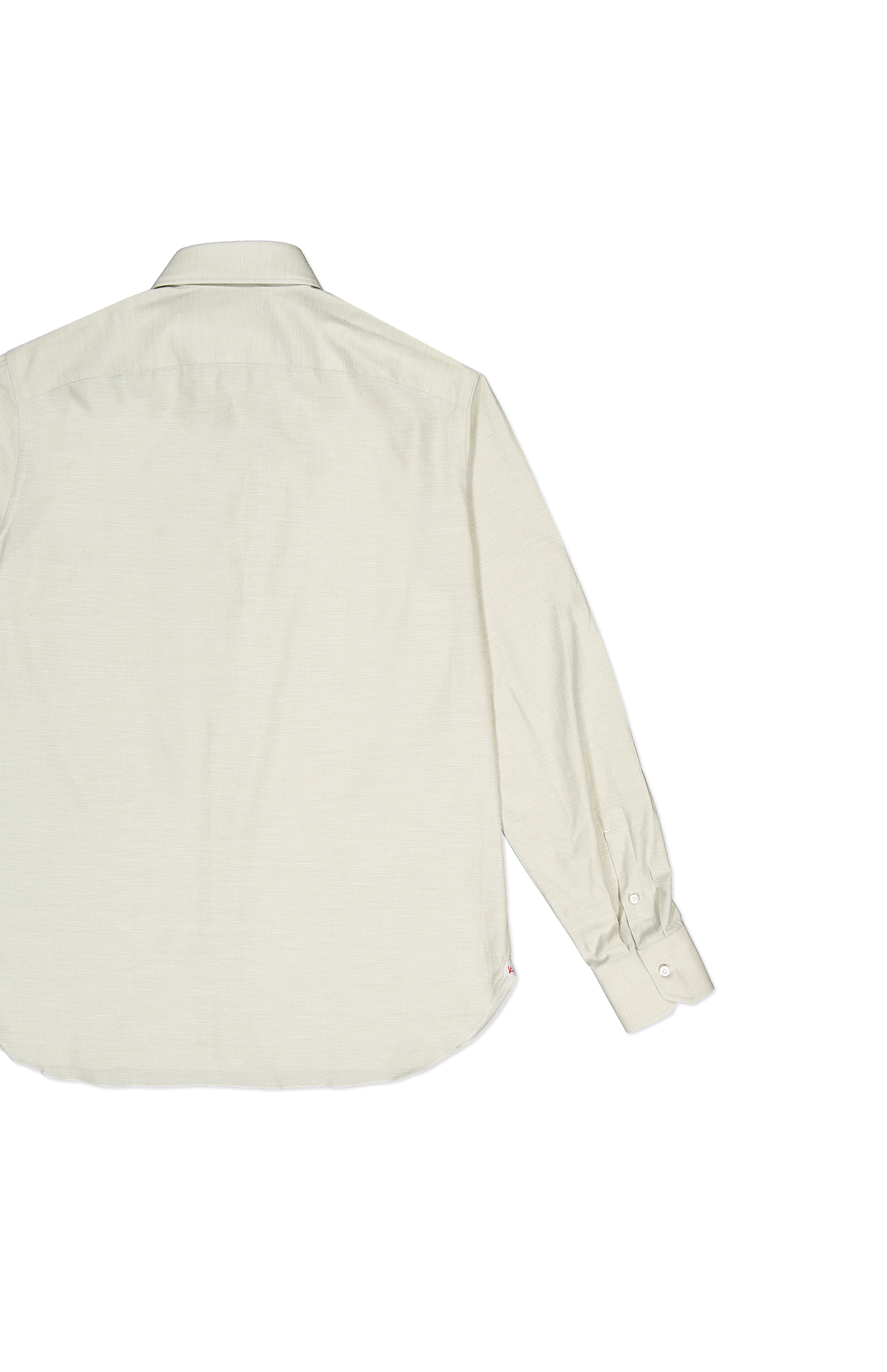 Isaia Solid Dress Shirt Cotton Silk Light Grey Back Flat Lay Image (7018825646195)