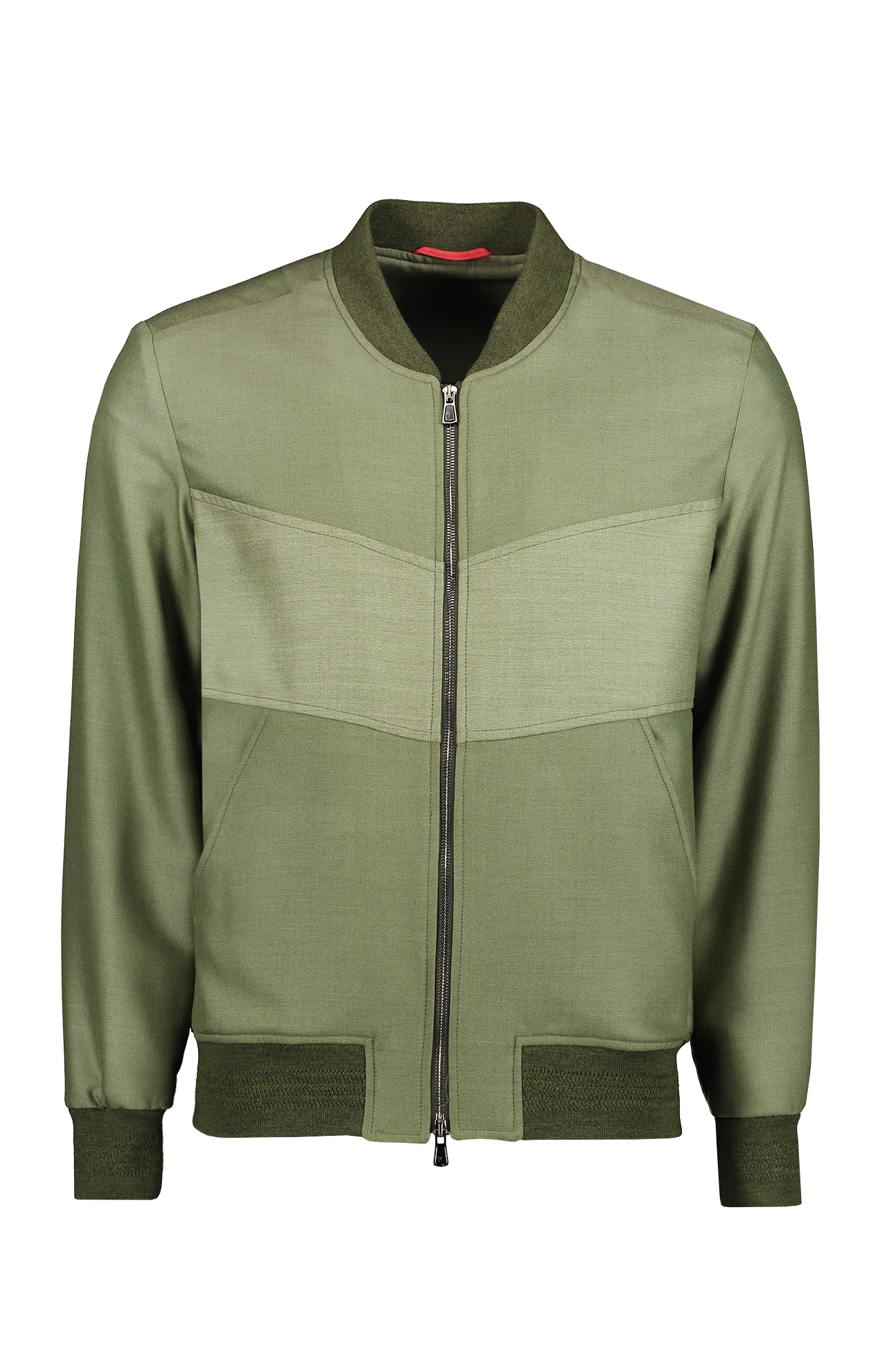 Isaia Track Jacket Olive Front Mannequin Image (7018816864371)
