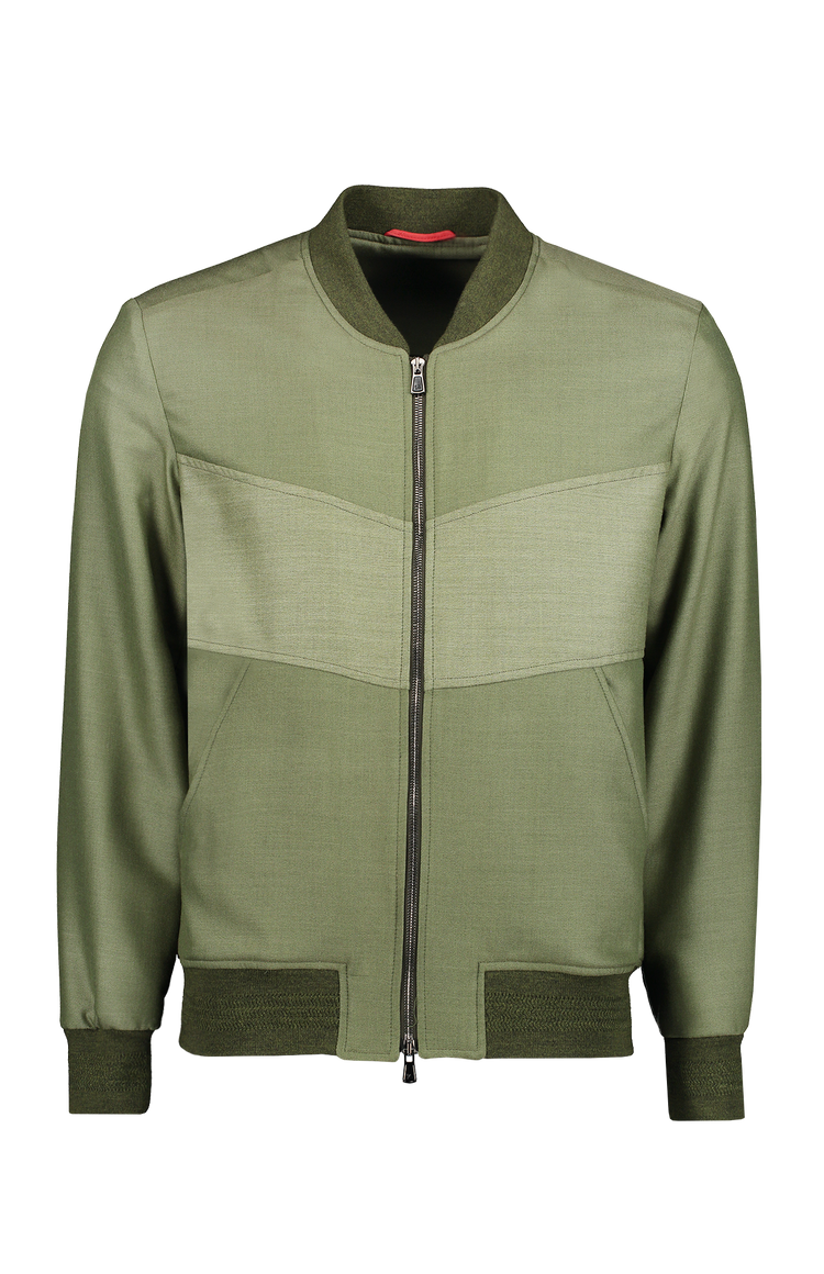 Isaia Track Jacket Olive Front Mannequin Image (7018816864371)