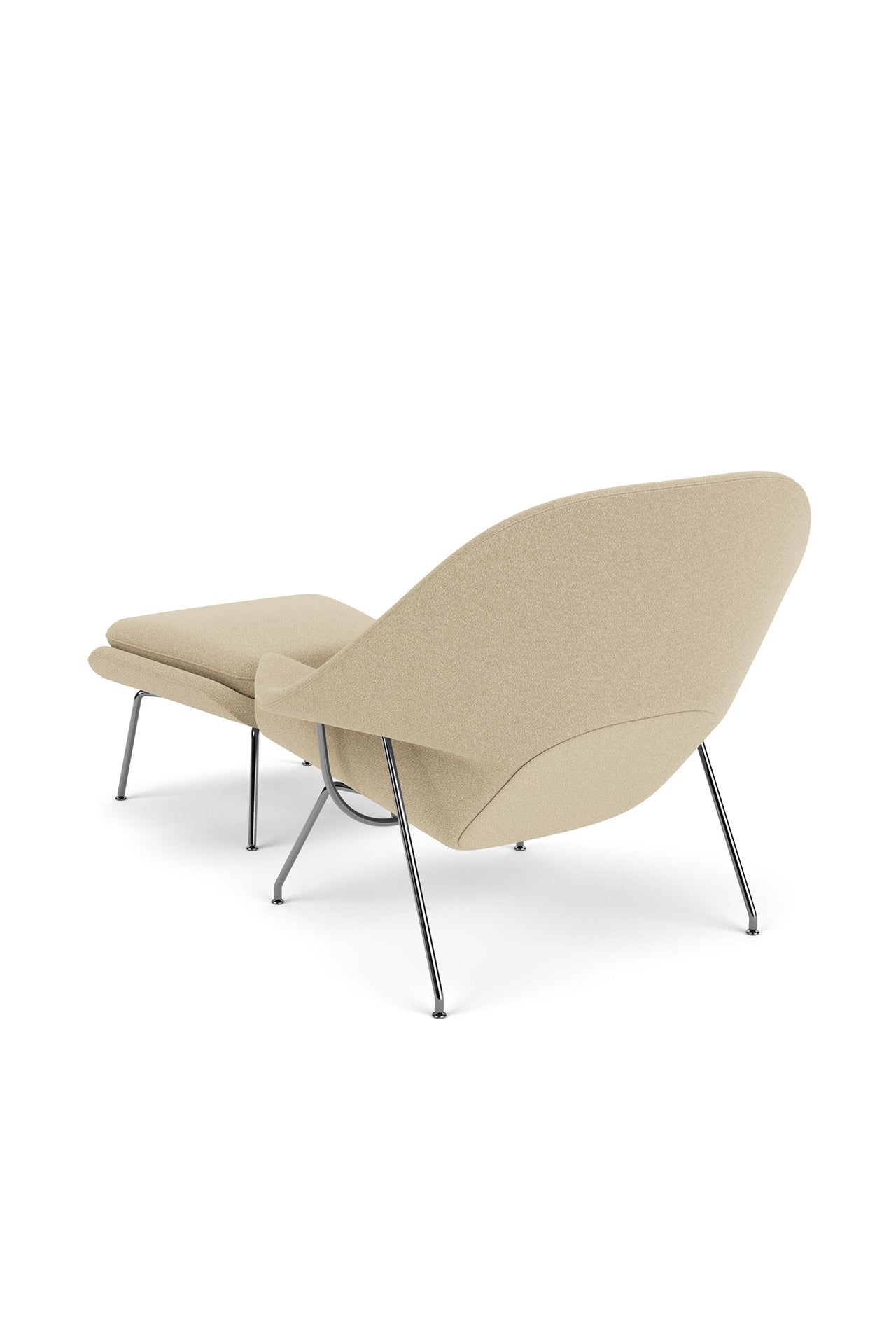 Knoll Womb Chair With Ottoman Designed By Eero Saarinen in Neutral Tan - Back Image (6606269907059)
