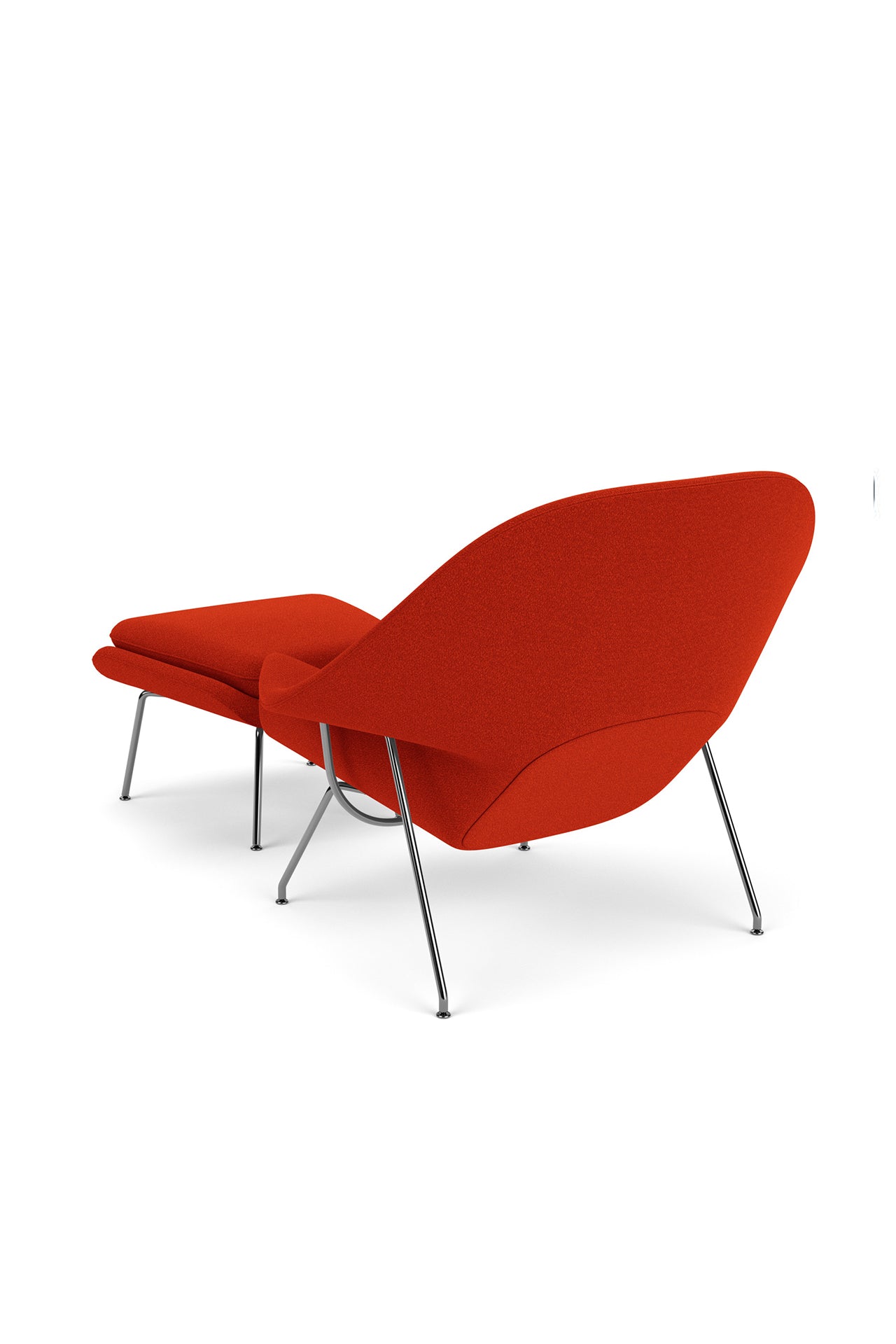 Knoll Womb Chair With Ottoman Designed By Eero Saarinen in Crimson Red - Back Image (6606269907059)