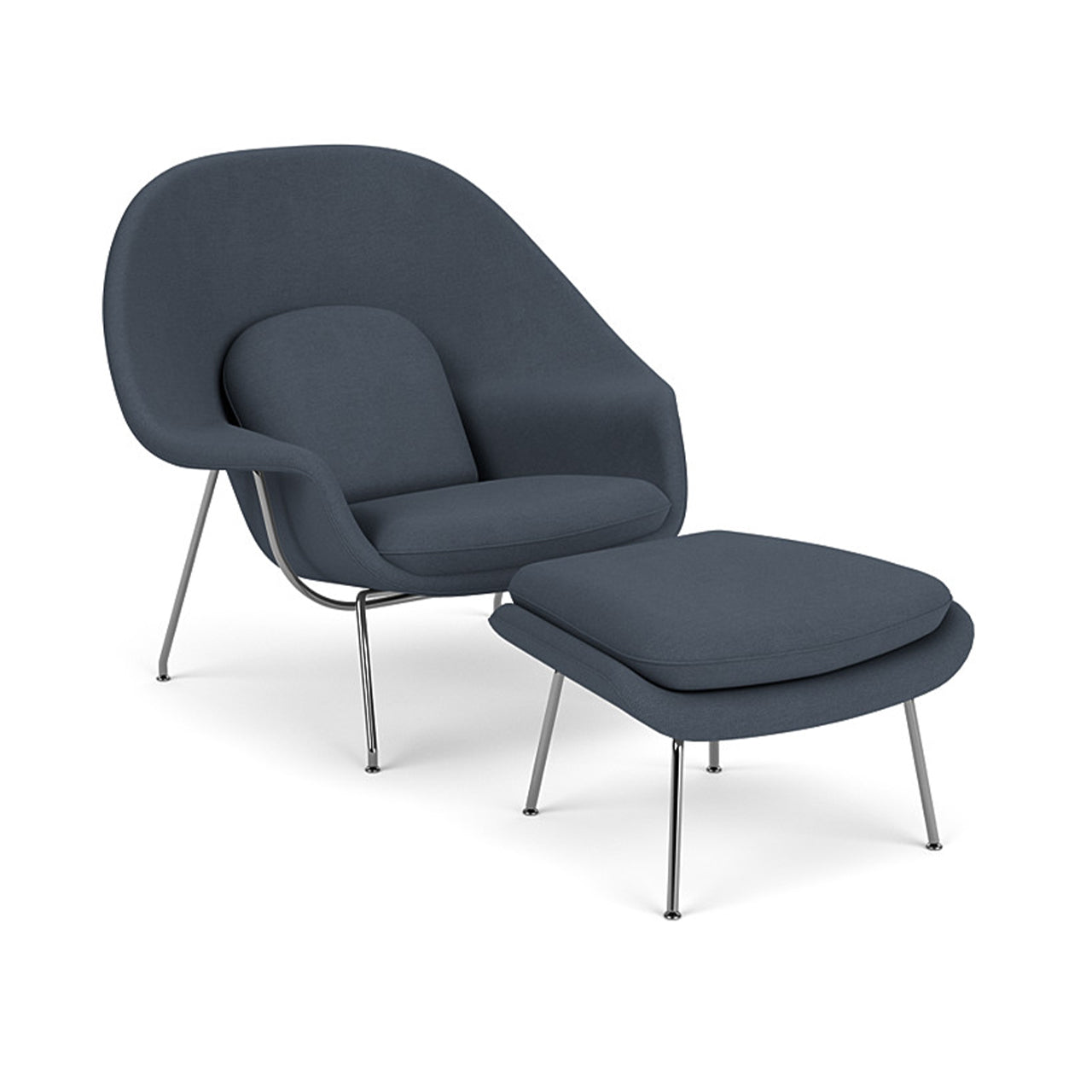 Knoll Womb Chair With Ottoman Designed By Eero Saarinen in Mineral Blue - Front Image (6606269907059)